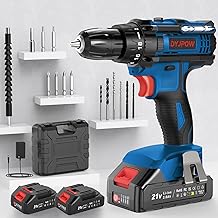 21V Cordless Drill Driver with 2 Batteries 2.0Ah, 42Nm Percussion, 18+1 Torque Settings, 14 Accessories, 2 Speeds, LED, for DIY, Blue