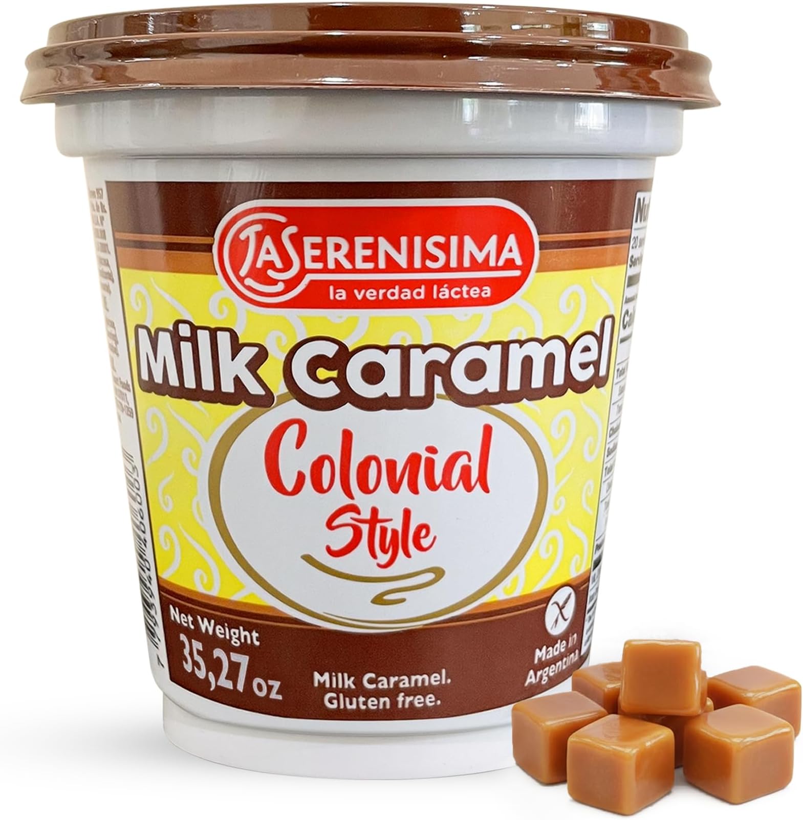 La Serenísima Dulce de Leche - Authentic Milk Caramel Spread from Argentina - Gluten-Free Creamy Caramel Sauce for Baking, Desserts - Rich Flavor for Pancakes, Waffles - 1 kg (35.3 oz)