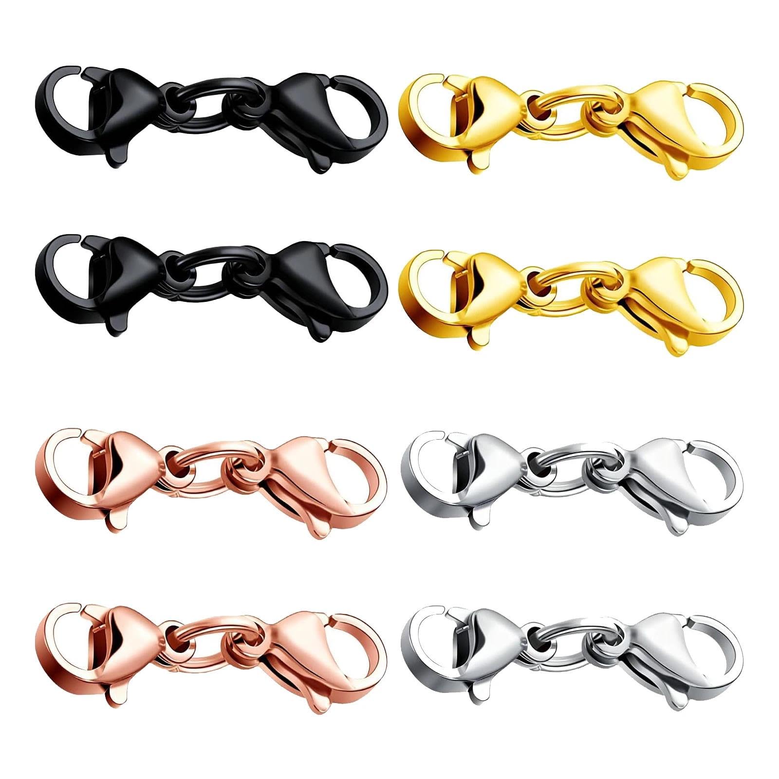 8Pcs Lobster Clasp Extenders, Mini Bracelet Necklace Extender, Lanyard Snap Hook, Jewelry Lobster Clasp for DIY Bracelet Necklace Making
