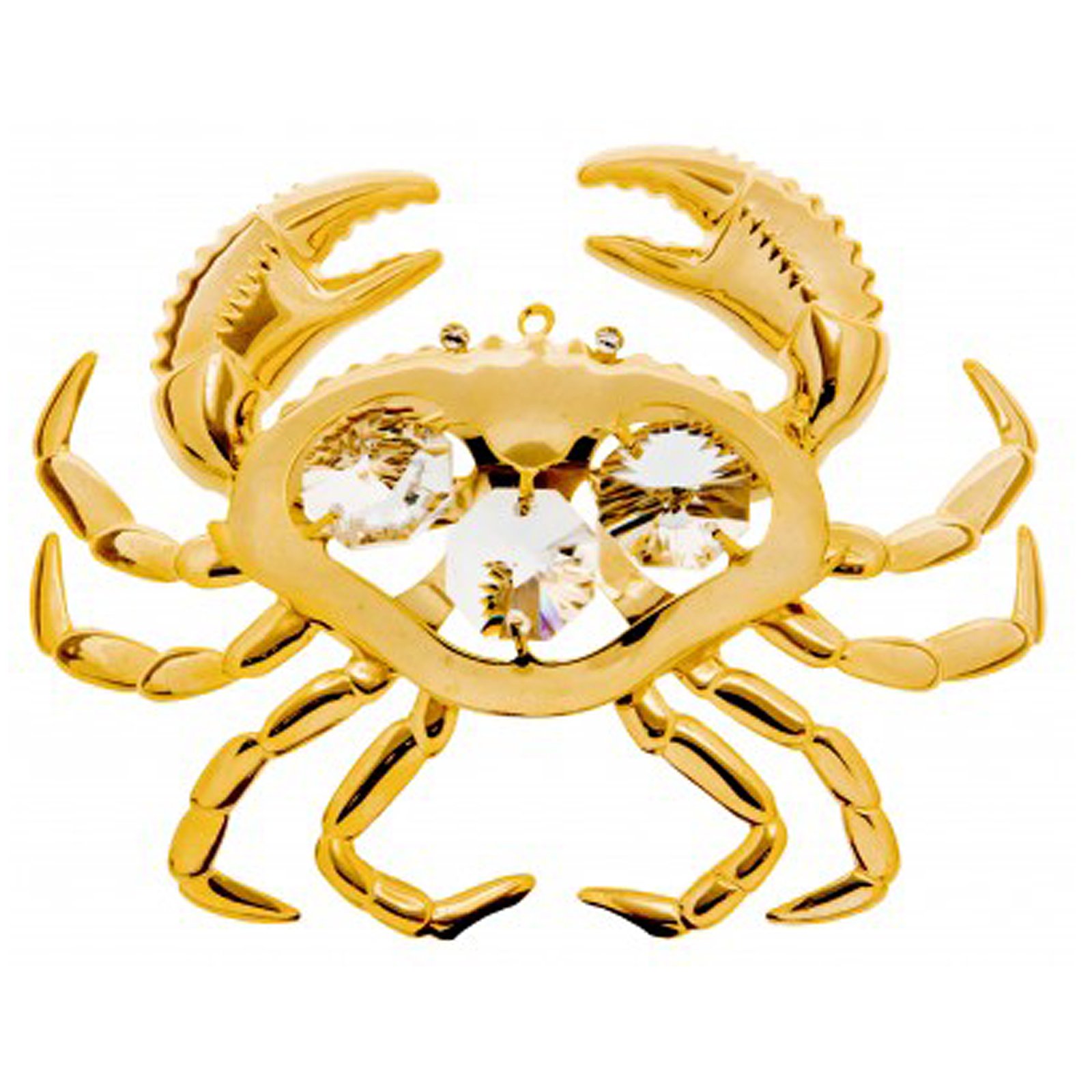 Dungeness Crab 24k Gold Plated Ornament with Spectra Crystals by Swarovski