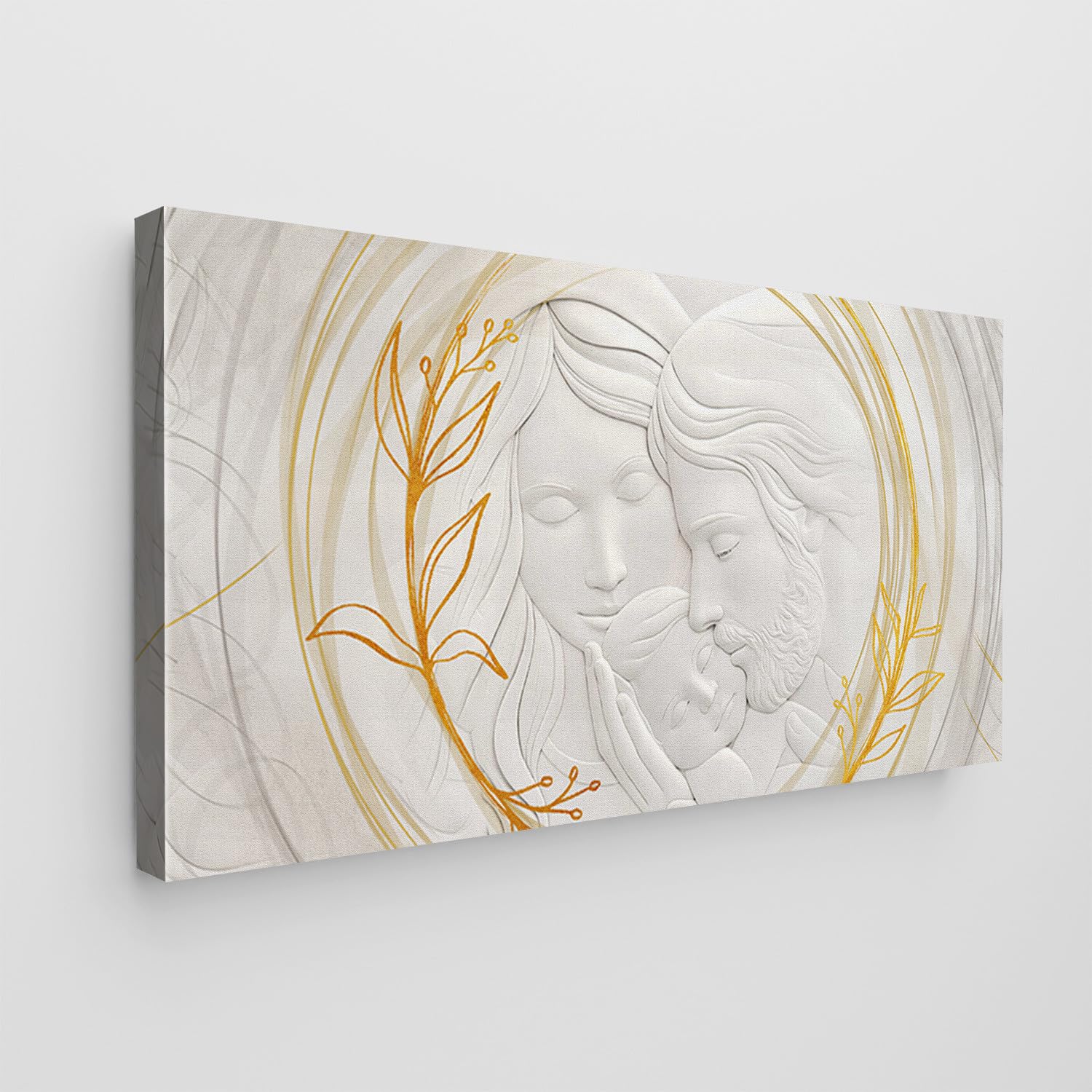Giallobus - Quadro - Art Capezzale moderno - Tela Standard - 140L x 70l cm - 22 - Sacra famiglia - Pronto da appendere - Quadri moderni per la casa