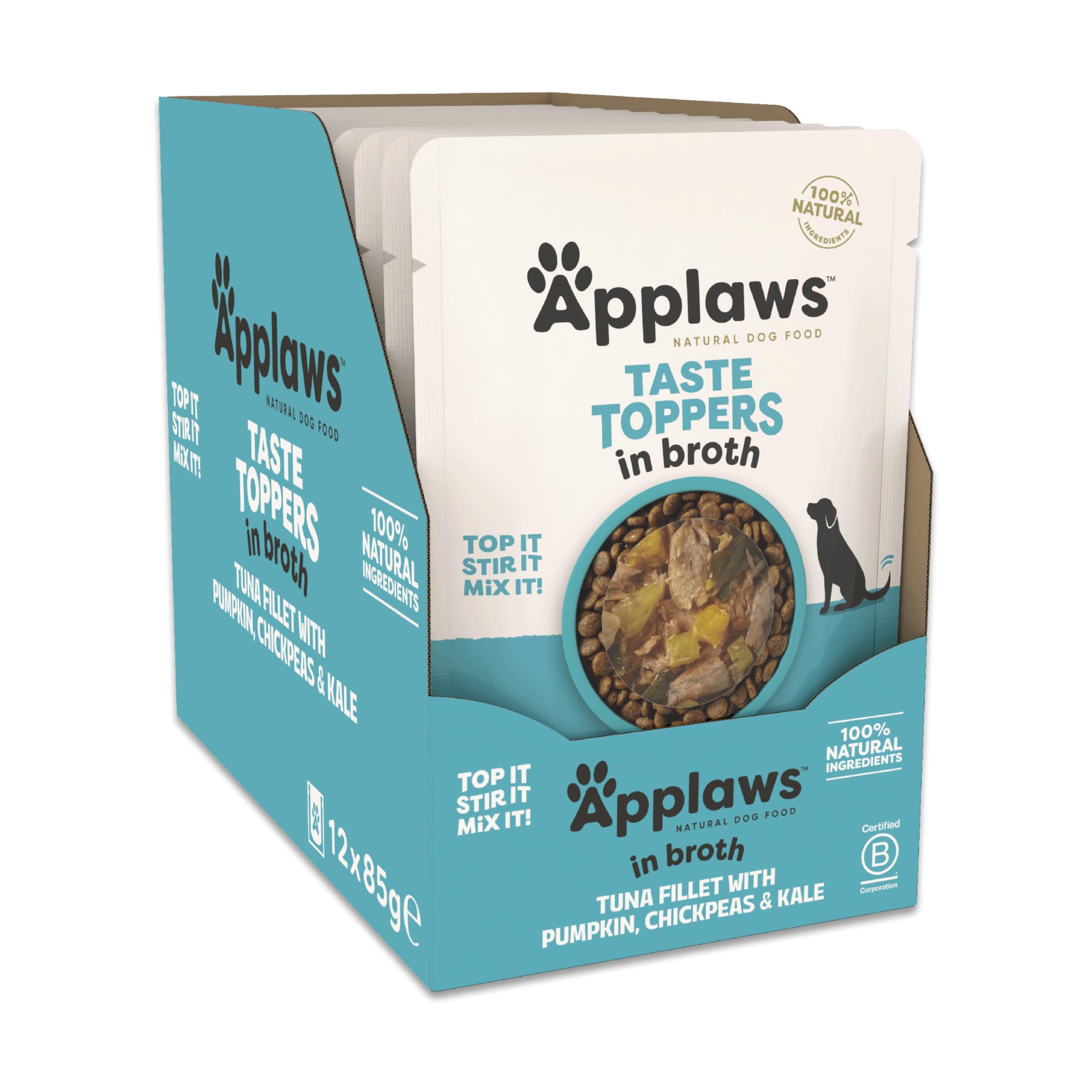Applaws Natural Wet Dog Food Pouch, Grain Free Tuna with Vegetables in Broth 12 x 85g Pouches