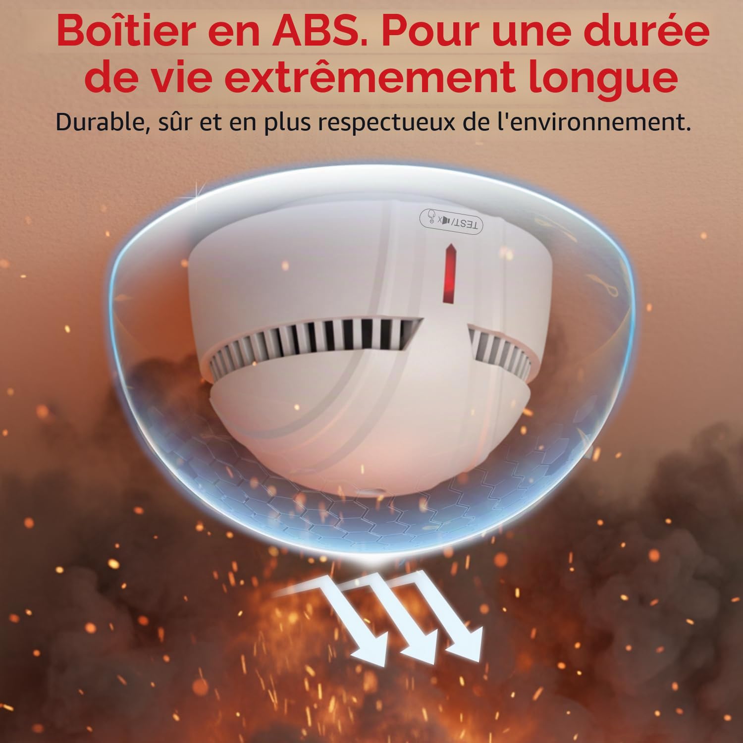 DAYTECH Mini Detecteur de Fumée avec 10 Ans Pile– Installation Facile Alarme Incendie détecteur fumée sans Percage avec Support Magnétique, Idéal pour Maison, Appartement et Location (Lot de 4)