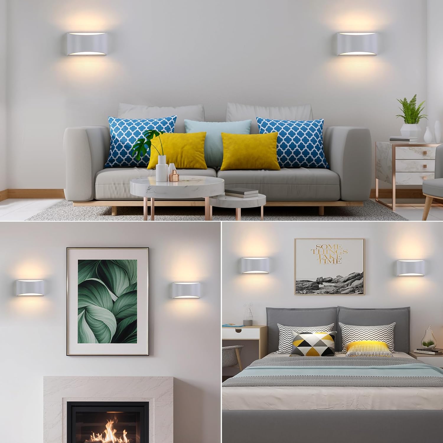 White Modern LED Wall Sconce (with G9 Bulbs) Hardwired Indoor Wall Lights Set of 2 Up and Down Wall Mount Light for Hallways, Bedrooms, Hallways, Living Room 3000K Warm White
