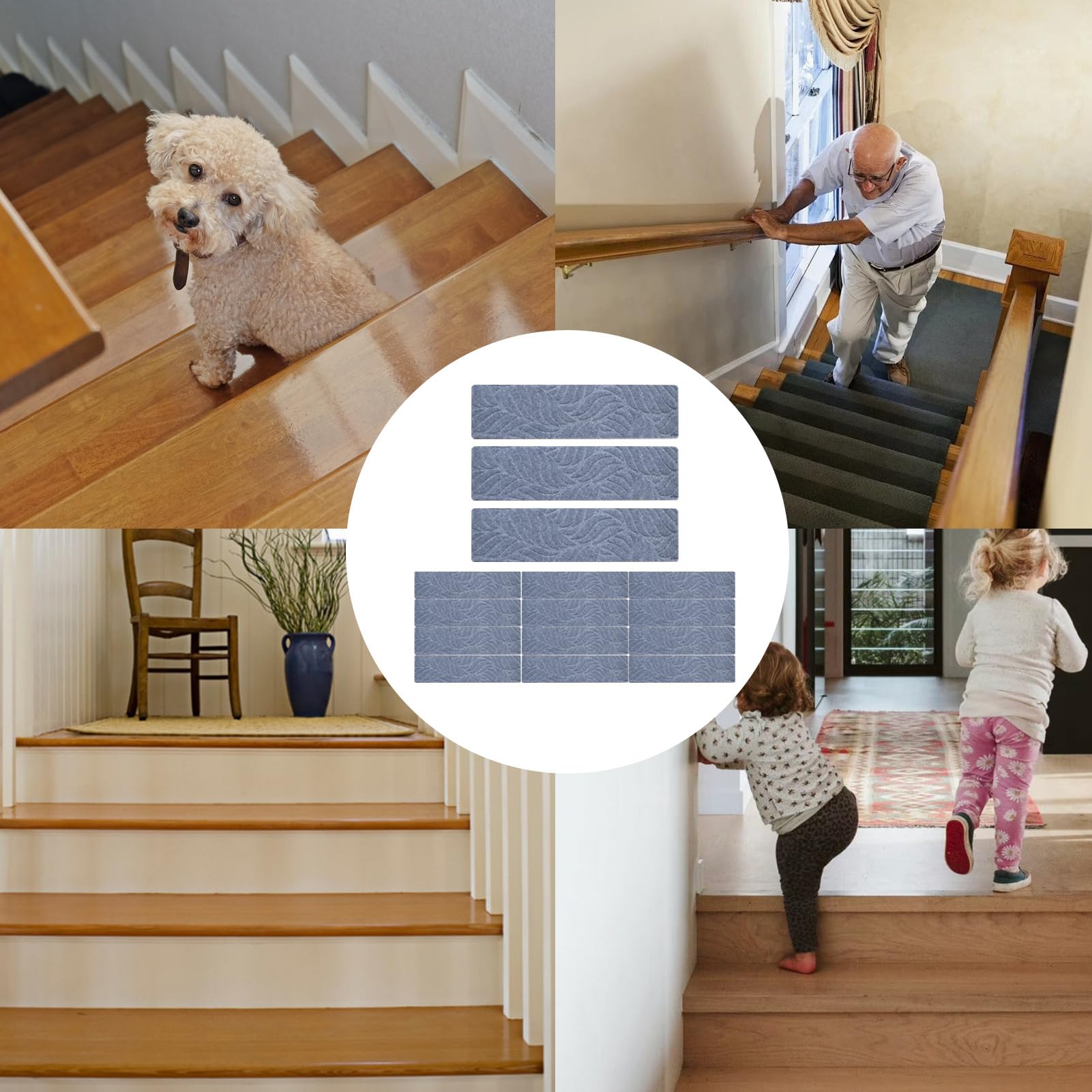 Tappetini Antiscivolo Scale Tappeto Antiscivolo Sicuro Adesivo | 15 Pezzi Di Tappetini Morbidi Antiscivolo Runner Per Scale Ideale Per Anziani Animali Cani Garage Patio Casa