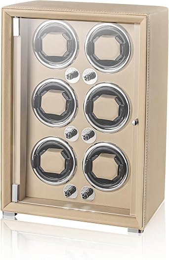 Watch Winder for 2/4/6/9 Automatic Watches, high-end Leather Making, Super Quiet Mabuchi Motor, Two Power Modes, Built-in led Lights
