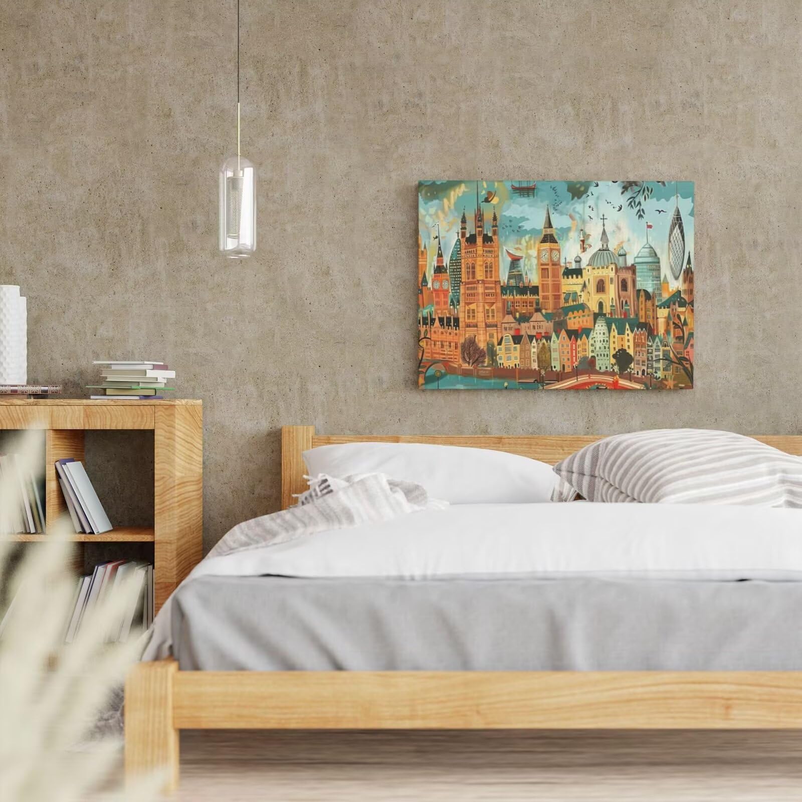 Kit per pittura con numeri per adulti, pittura paesaggistica con numeri per principianti, pittura acrilica con 6 pennelli, pittura ad olio per decorazione da parete (95 x 70 cm, senza cornice) MK42