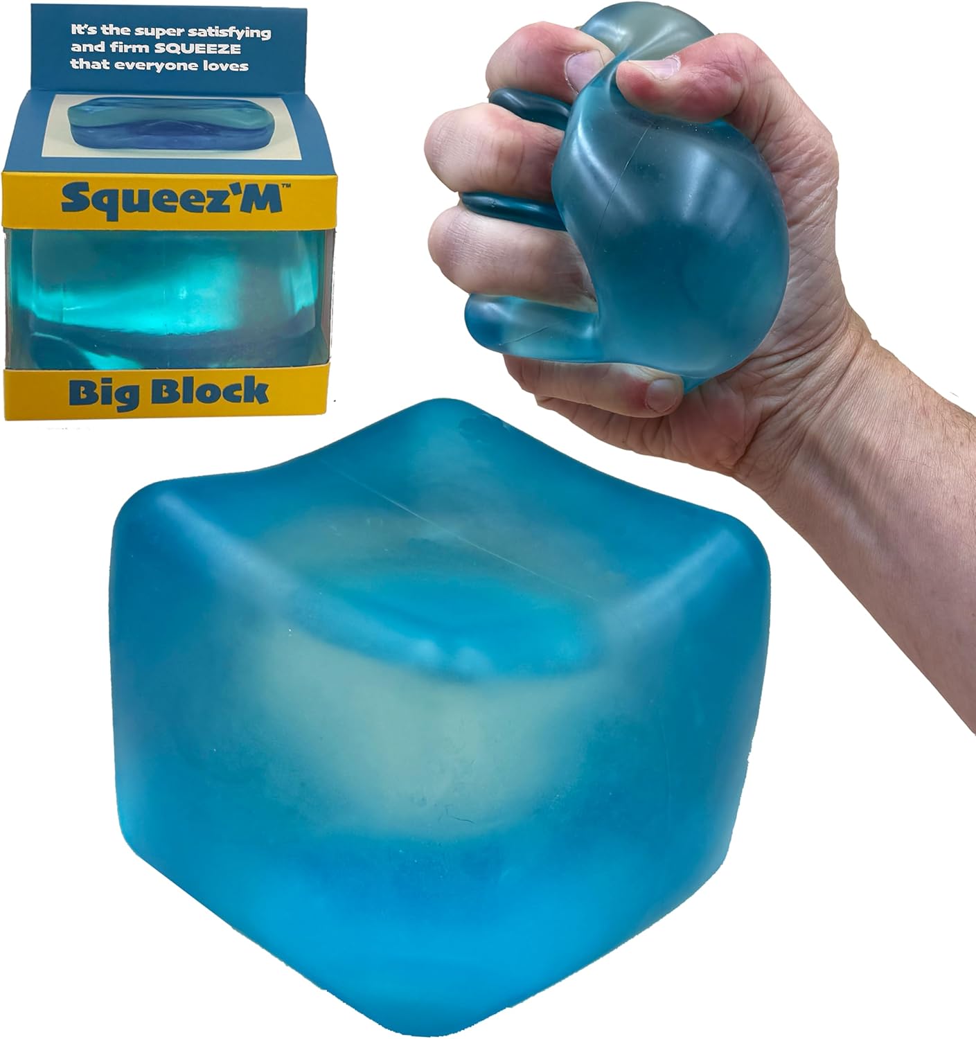 Premium Big Block Squeez’M Cube – 35% Larger Than The Standard Squishy Cube, Toy for Kids & Adults – Sensory Fidget for Stress Relief, Focus & Play – Colorful, Durable, Gift-Ready – ASTM Certified 3+