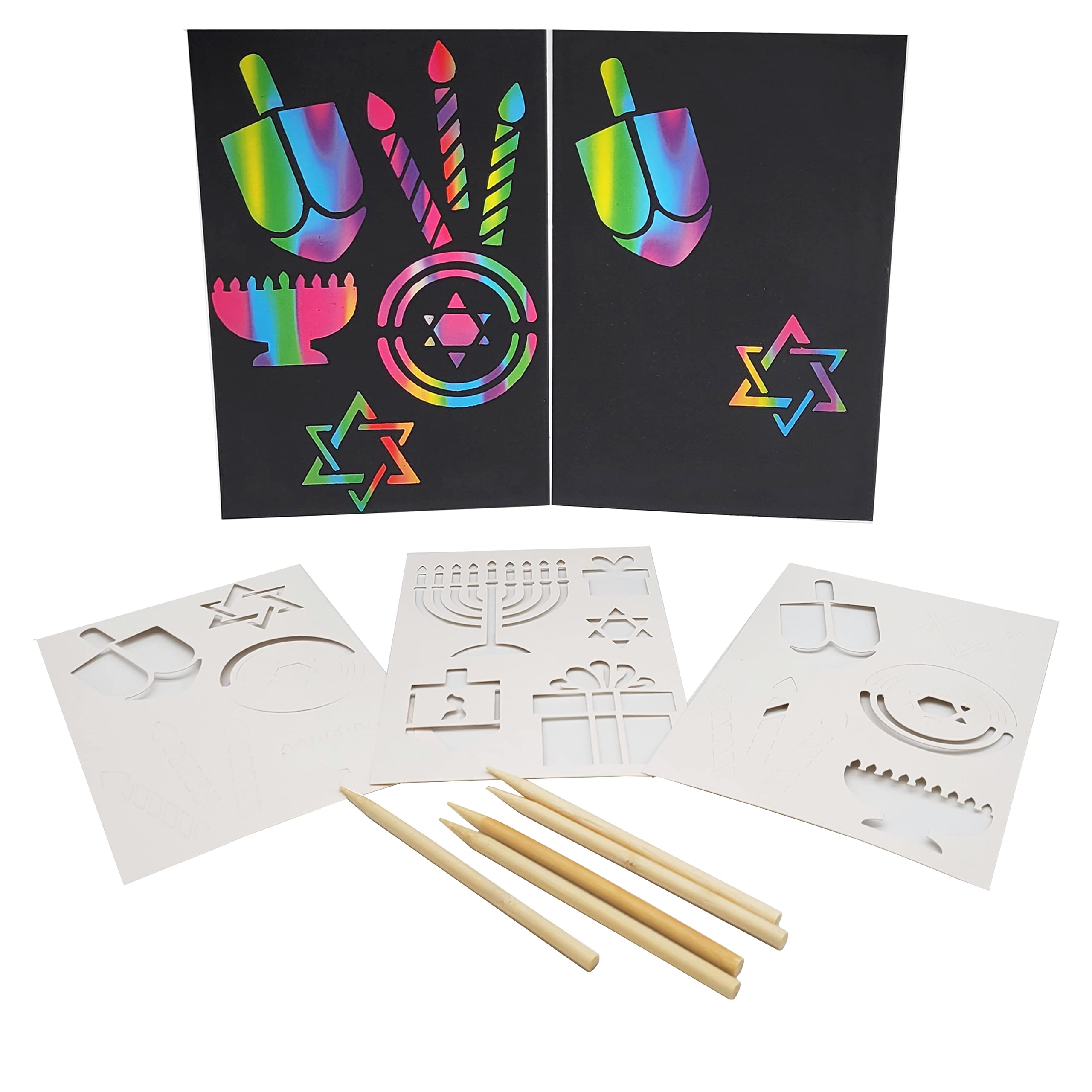 Buy Hanukkah Scratch Stencil Art Kit, Rainbow Scratch Art for Kids with