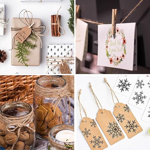 Miniatura 9 de Vivifying - Cuerda de Navidad de 328 pies x 3 rollos, 2 mm, color rojo, verde, marrón, de yute, para envolver regalos y manualidades DIY, cuerda