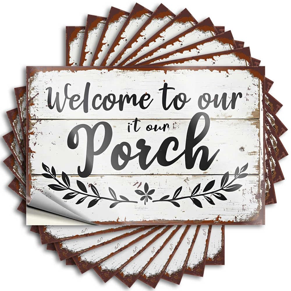 Welcome to Our Cozy Front Porch Sign Affirmation Holiday - Saying Cover Removable Vinyl Decal(12X18CM)
