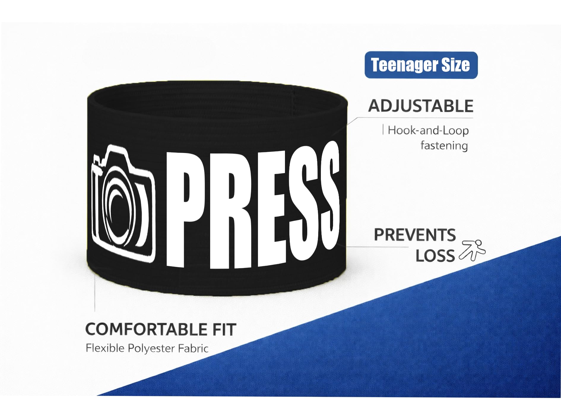 Brassard Presse Réglable – Identification Média et Événement, Brassard Capitaine Football pour Organisation et Activités - 2
