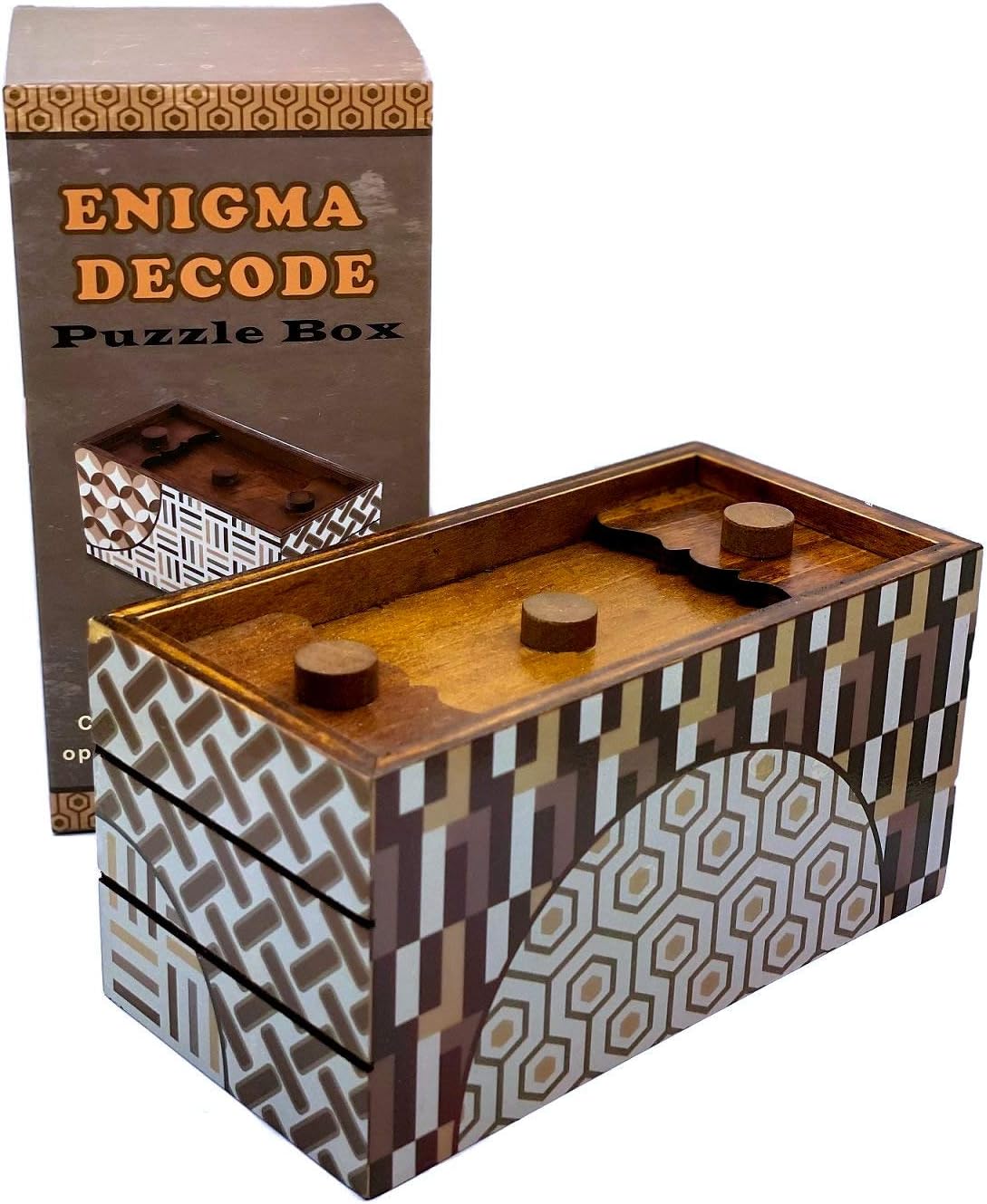 Enigma Decode Secret Puzzle Box - Money and Gift Card Holder in a Wood Magic Trick Lock with Two Hidden Compartments Brainteaser : Toys & Games