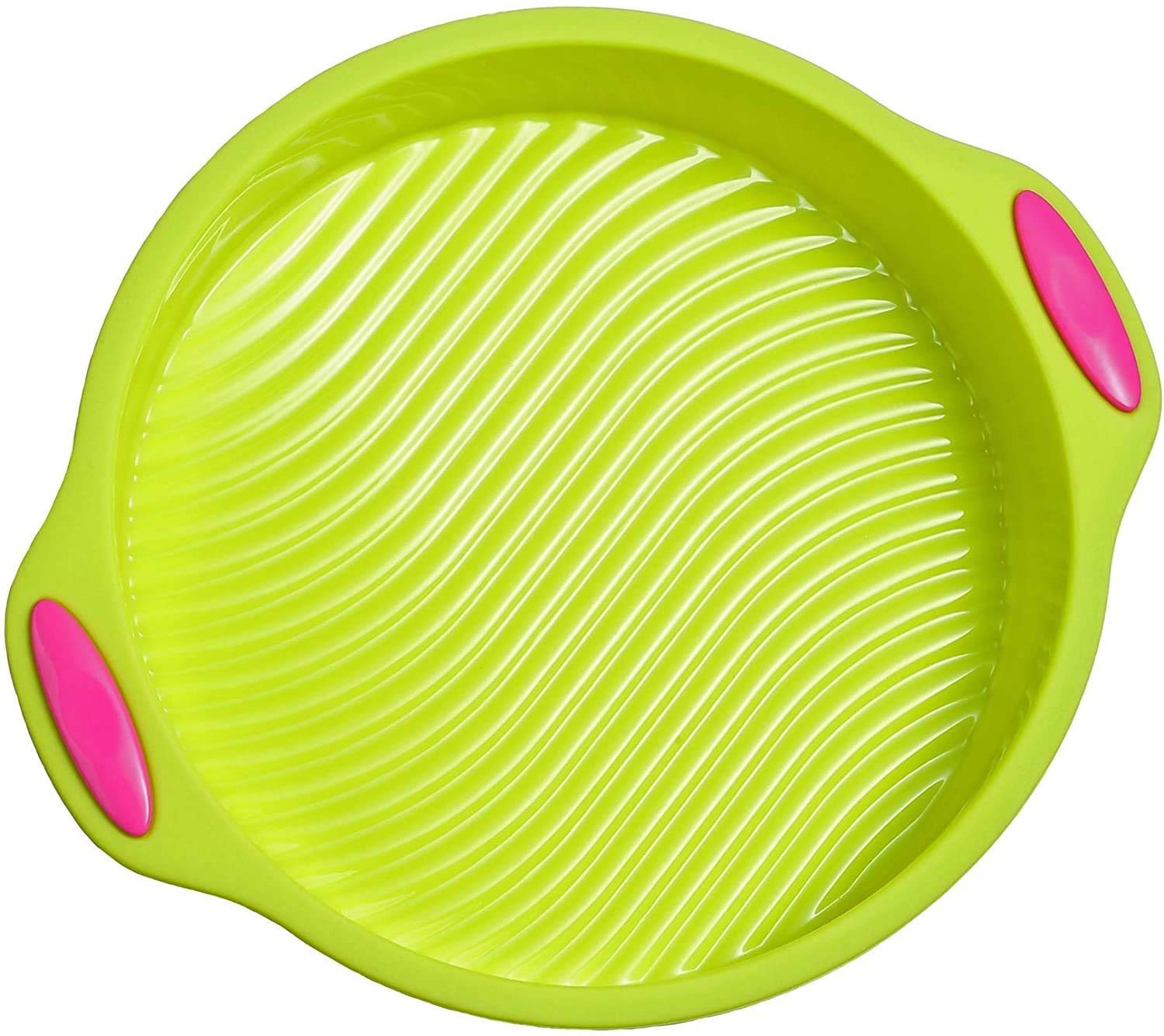 Hari - 9-Inch Food Grade Silicone Round Cake Pan, Non Stick Reusable Large Baking Pans Silicone Cake Mold Bakeware (Green)