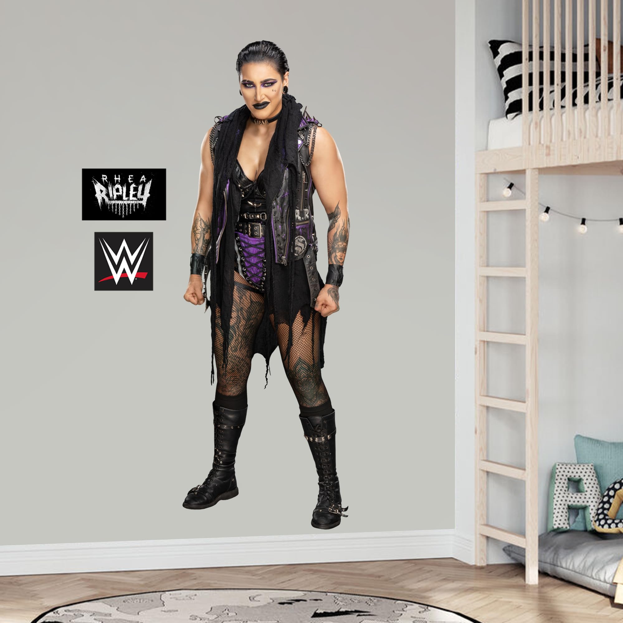 Themed Black Wwe - Rhea Ripley Wrestler Wall Sticker Wrestling Wall Art (120Cm)