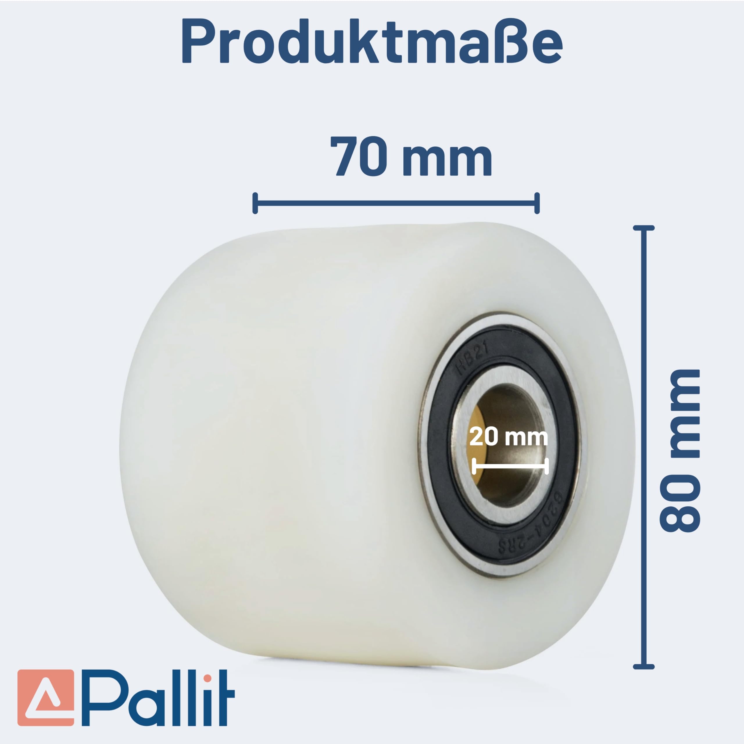 Confezione da 2 Ruote per Carrello Elevatore in Nylon con Asse da 20mm, Ruota per Carrello Elevatore con Cuscinetti a Sfera, 80x90mm