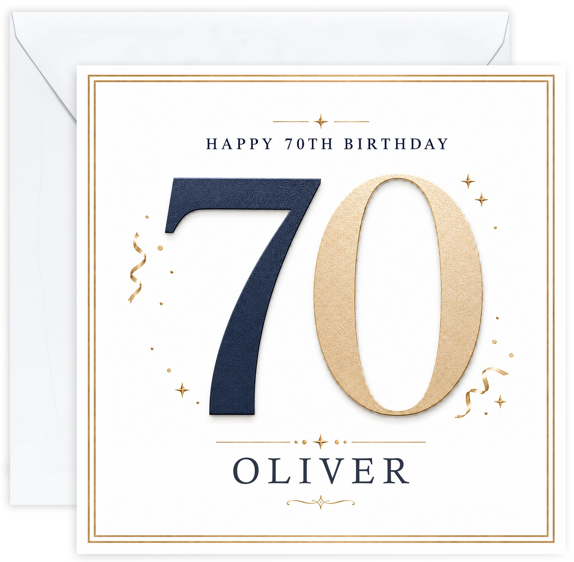 Personalised 70th Birthday Card for Him | Seventieth Birthday Card for 70 Year Old Men | Husband Dad Grandad Brother Friend | Male Birthday Card with Name (Design 02)