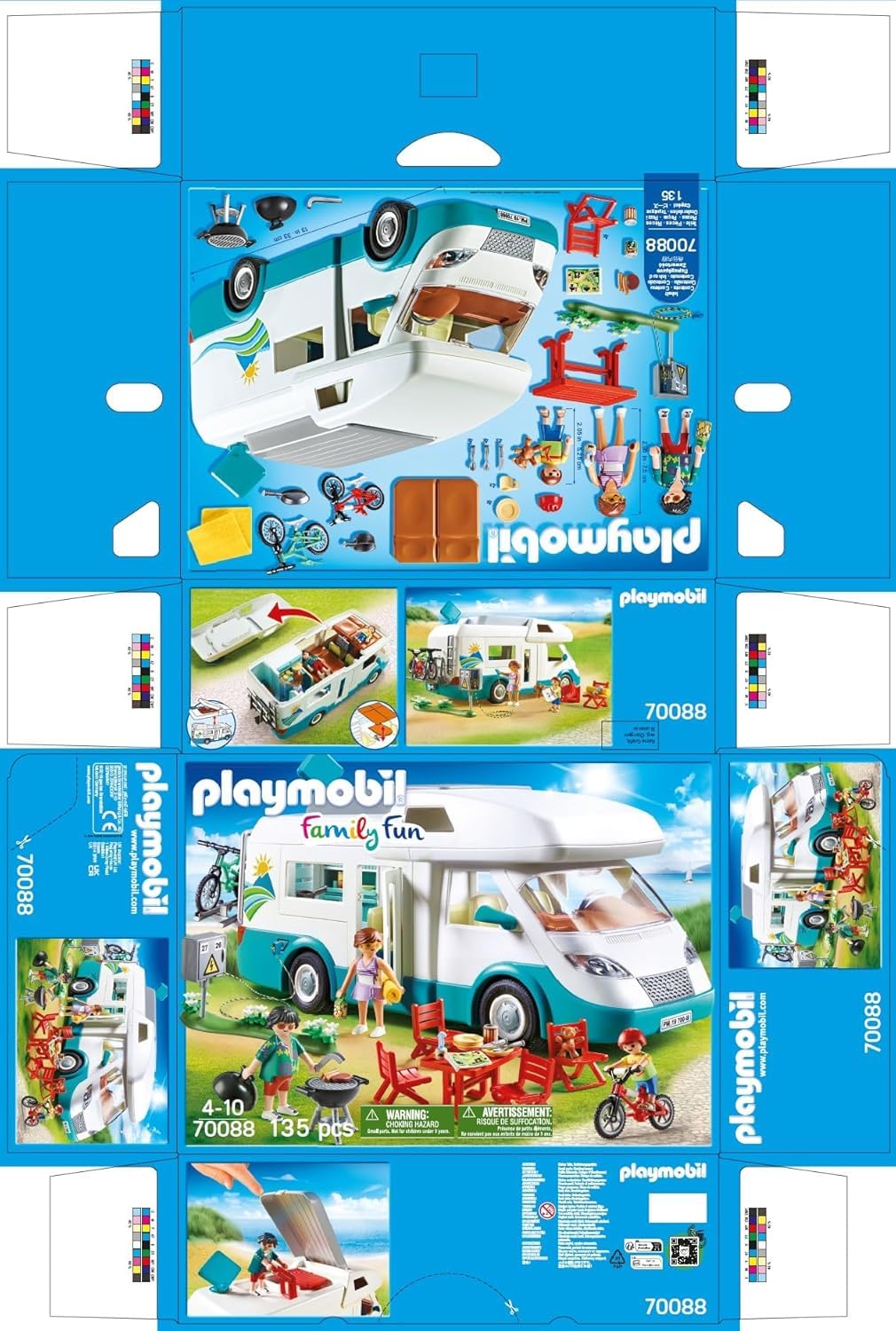 PLAYMOBIL Familien-Wohnmobil mit abnehmbaren Dach Spielzeug ab 4 Jahren 70088