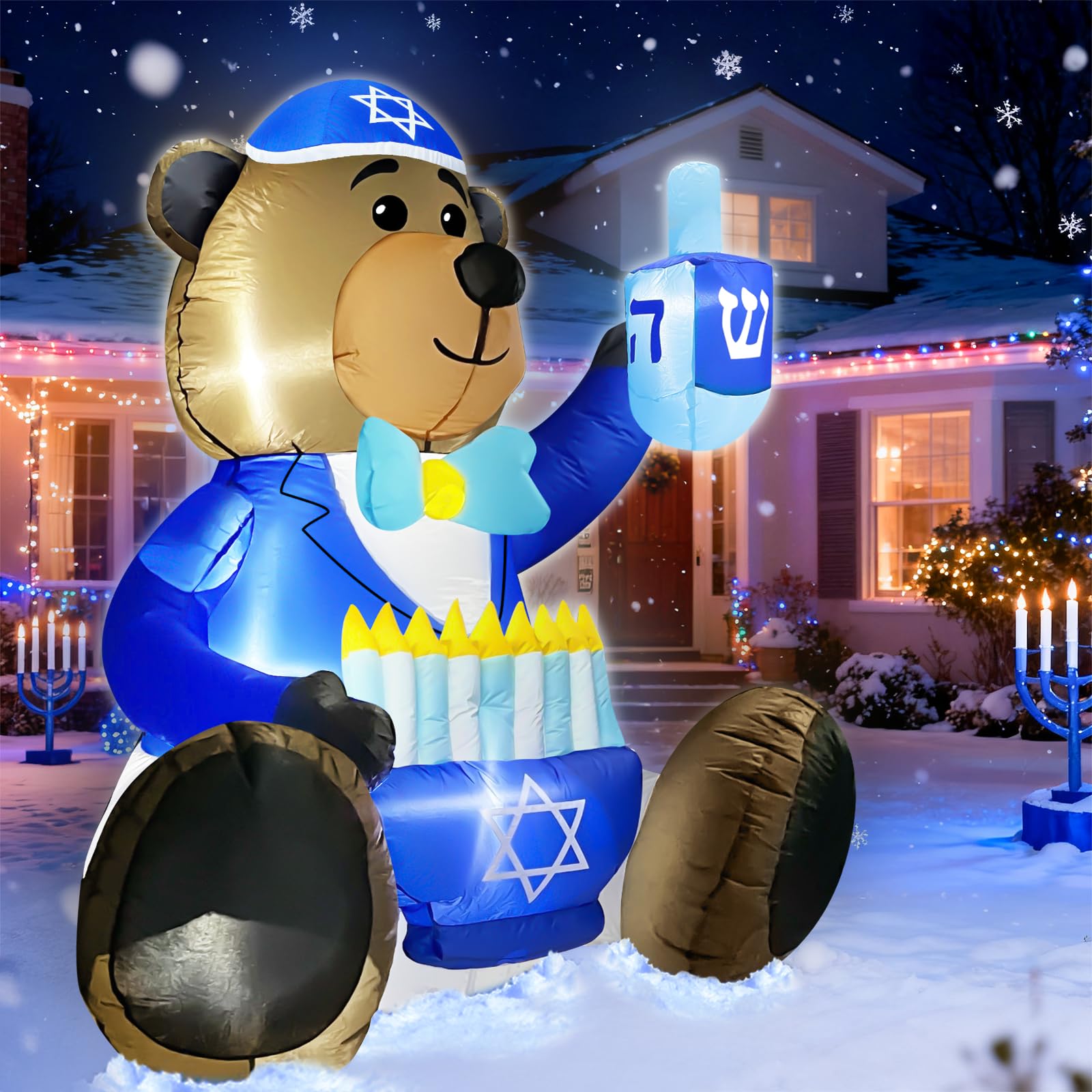 Ours gonflable de tête de père noël de 7 pieds et bonhomme de neige de