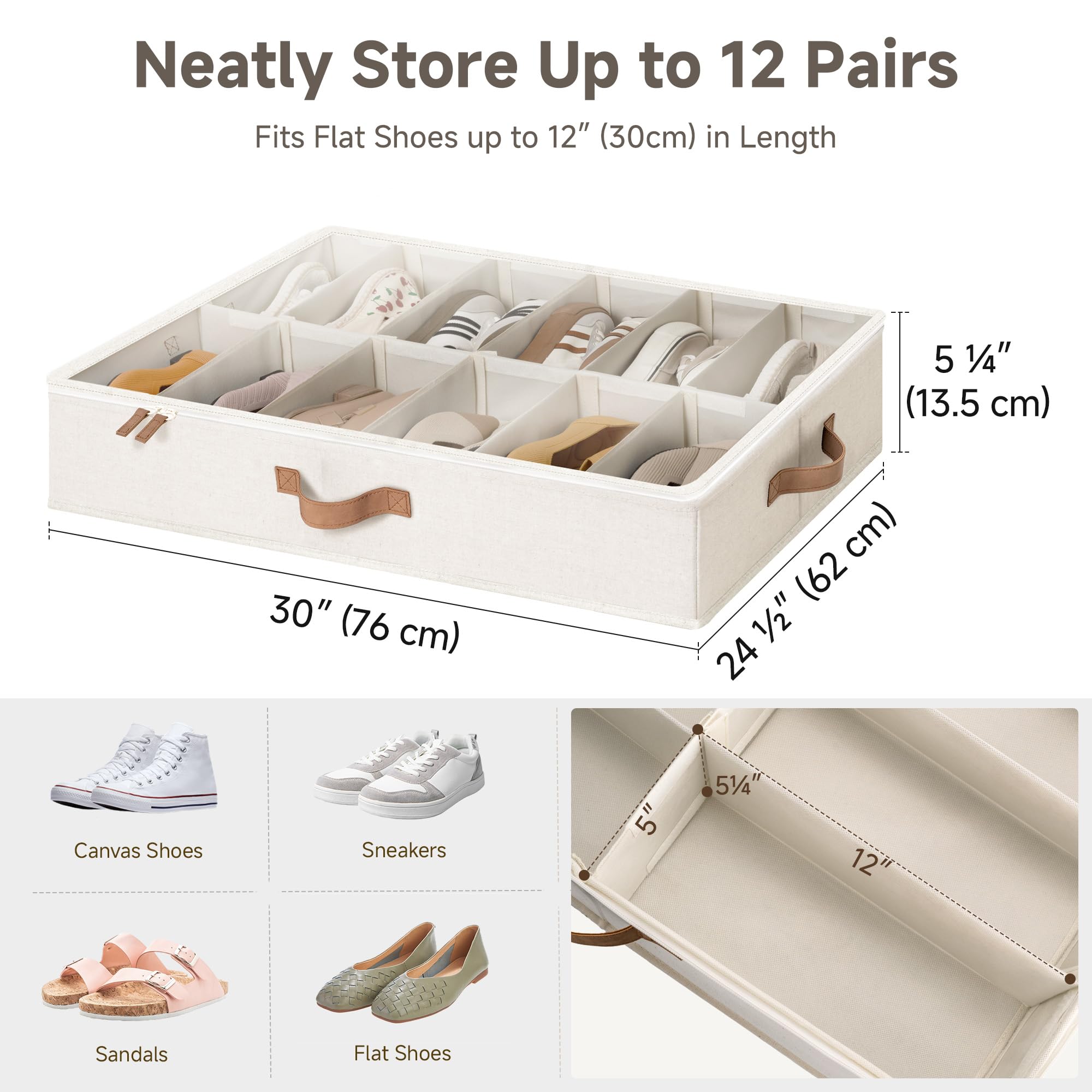Set van 2 onder bed schoen opbergorganisator, onder bed schoen opbergdoos met deksel past 24 paar totaal - doorzichtige opvouwbare onderbed opslag oplossing Set van 2 onder bed schoen opbergorganisator, onder bed schoen opbergdoos met deksel past 24 paar totaal - doorzichtige opvouwbare onderbed opslag oplossing