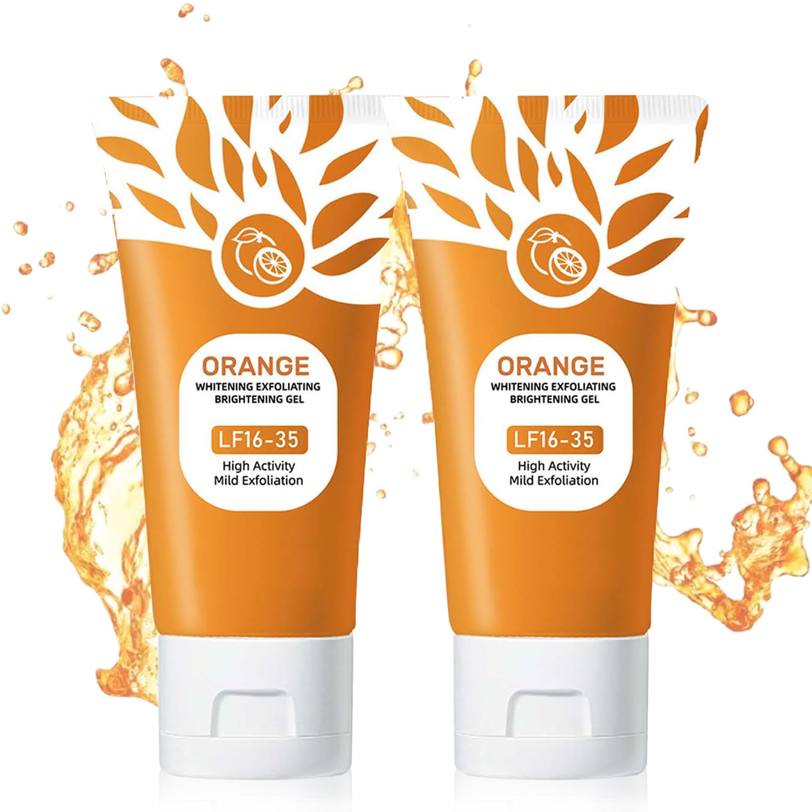 Orange Enzymes Exfoliating Gel for Face & Body, Orange Exfoliating Gel, Moisturizer Face Body Scrub,Deep Cleansing Moisturizing Facial Exfoliator for All Skin Types (2PC, 3 Ounce)