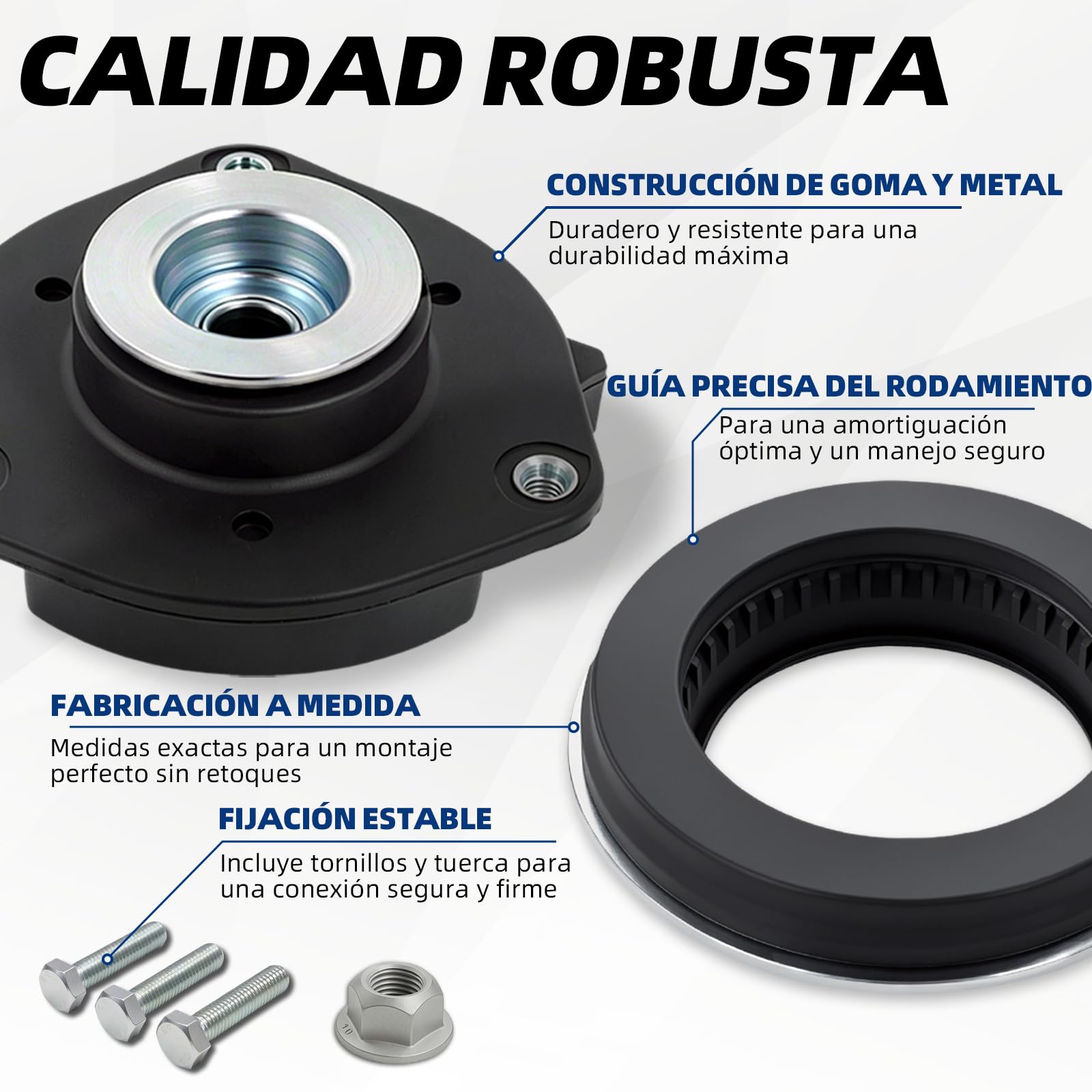 Kit copelas eje delantero para VW Golf Passat Touran, 4 piezas | Kit robusto de soporte de amortiguador de goma y metal. Para VW Golf 5/6, Tiguan y Caddy. Eje delantero duradero