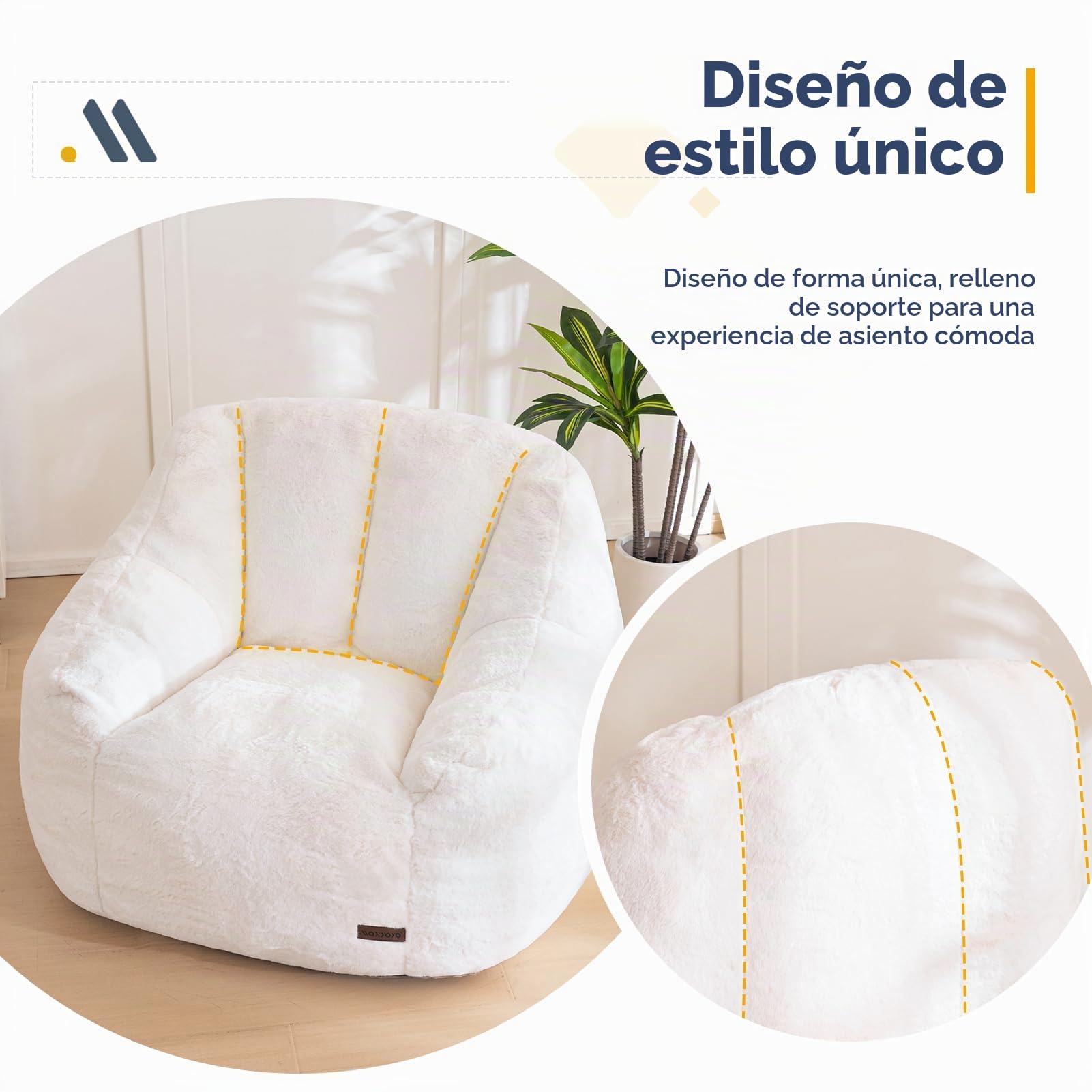 MAXYOYO Sillón Puff para Adultos o Niños, Suave Suelo de Piel Sintética Individual con Relleno, Cómodo Sofá Puff con Respaldo, Sillón Decorativo para Sala y Dormitorio
