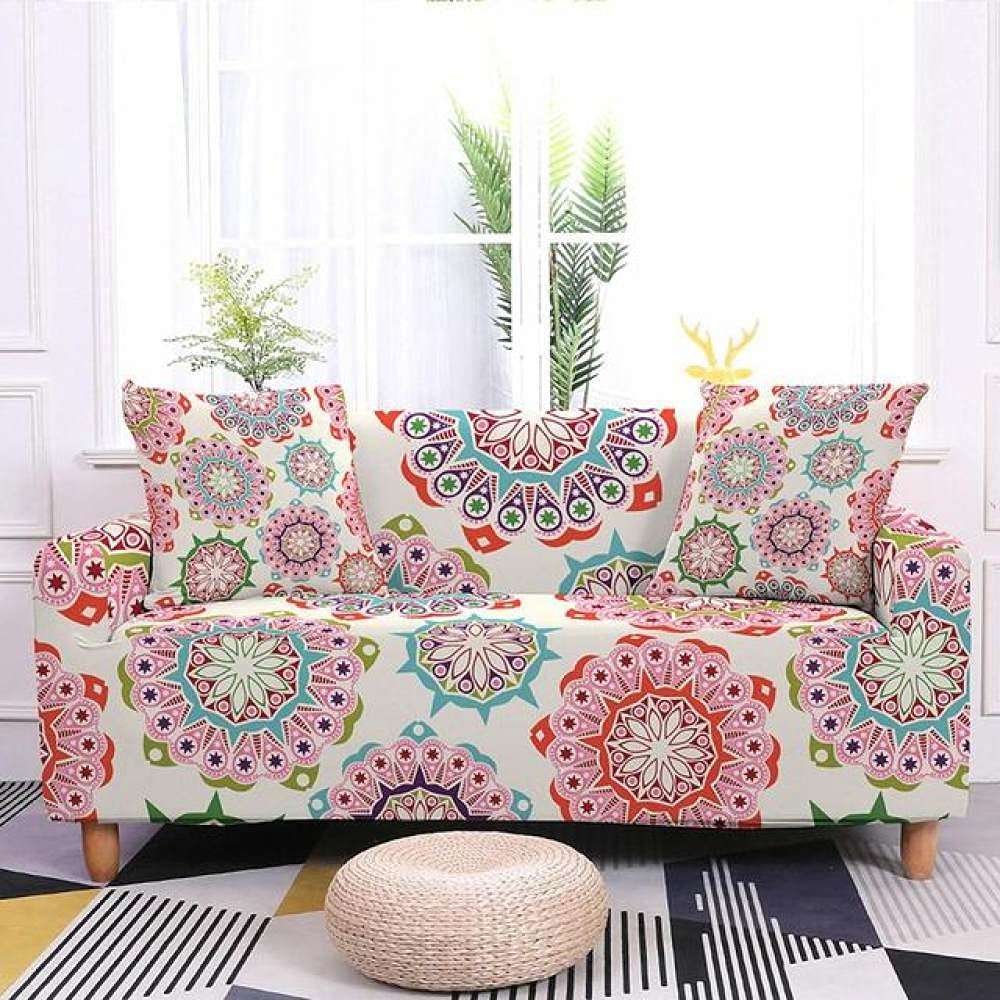 Housse de canapé sectionnelle élastique 2 places salon motif fleur