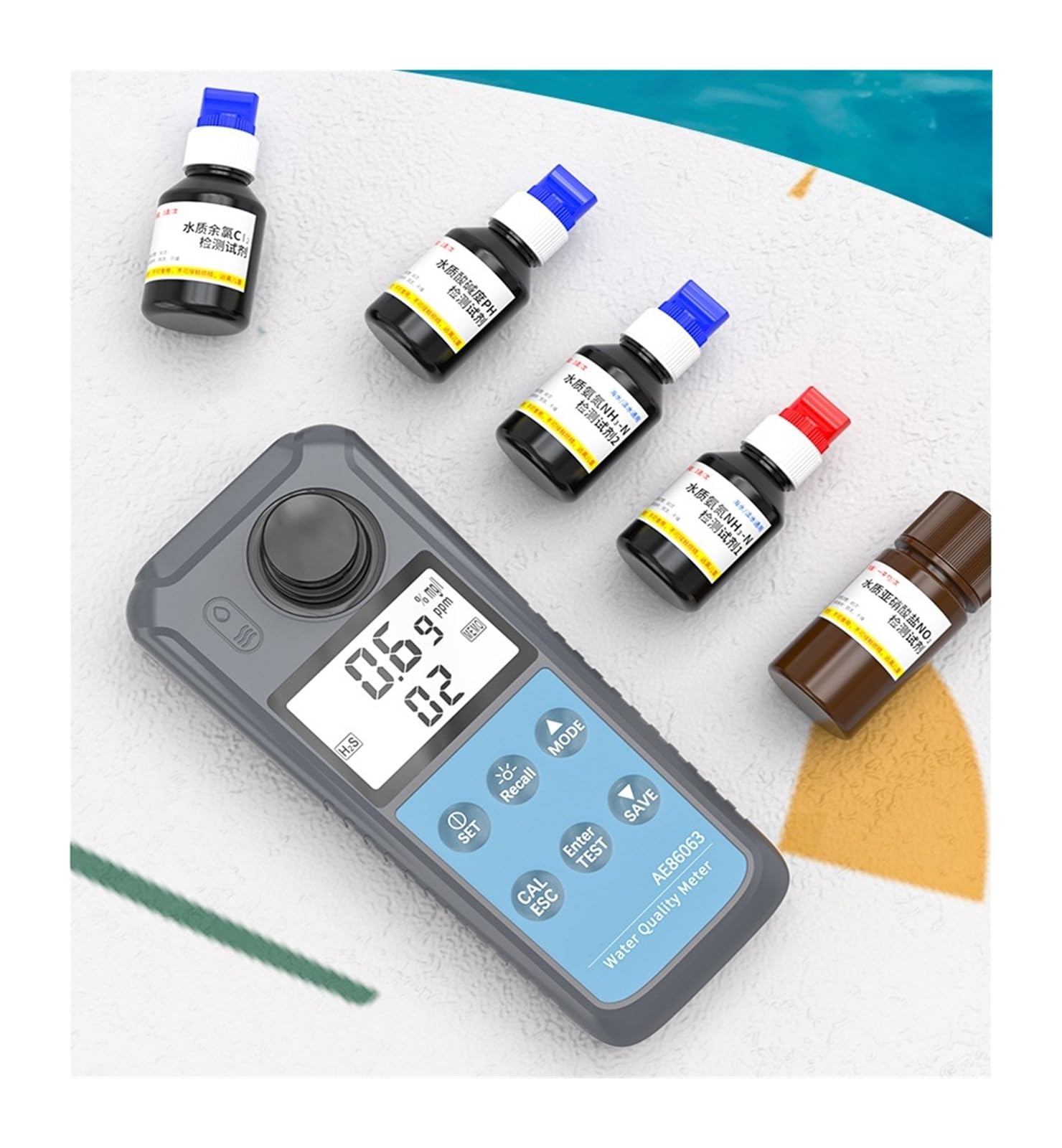 AE86065 Tragbares Trübungsmessgerät 0,05 NTU Digitales Trübungsmessgerät Hintergrundbeleuchtetes Display | Mit Bereich 0,00-1000 NTU LCD-Display Wasserqualitätstester for Labor