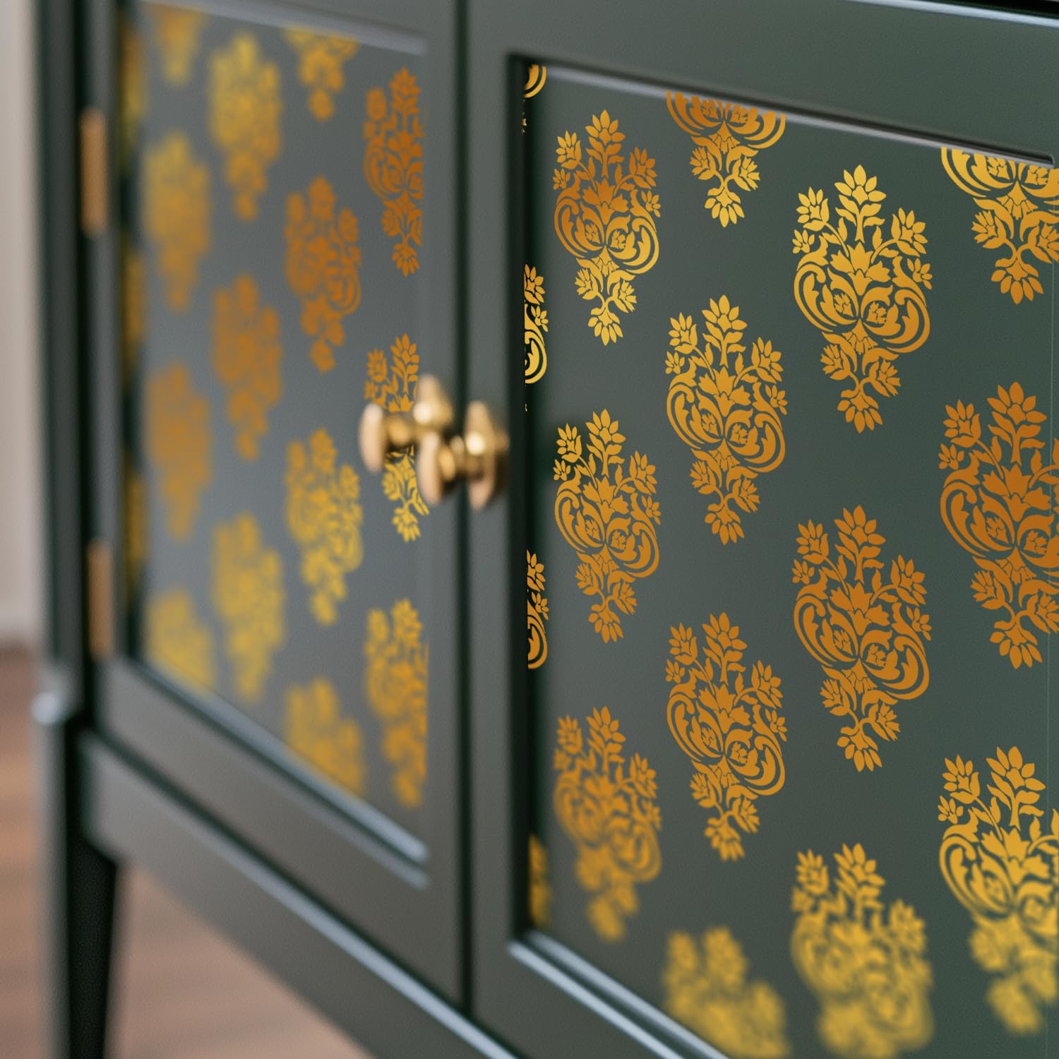 Gold Foil Rub on Transfer for Furniture DTF Transfers for Wood Drawer Decor, Baroque Damask