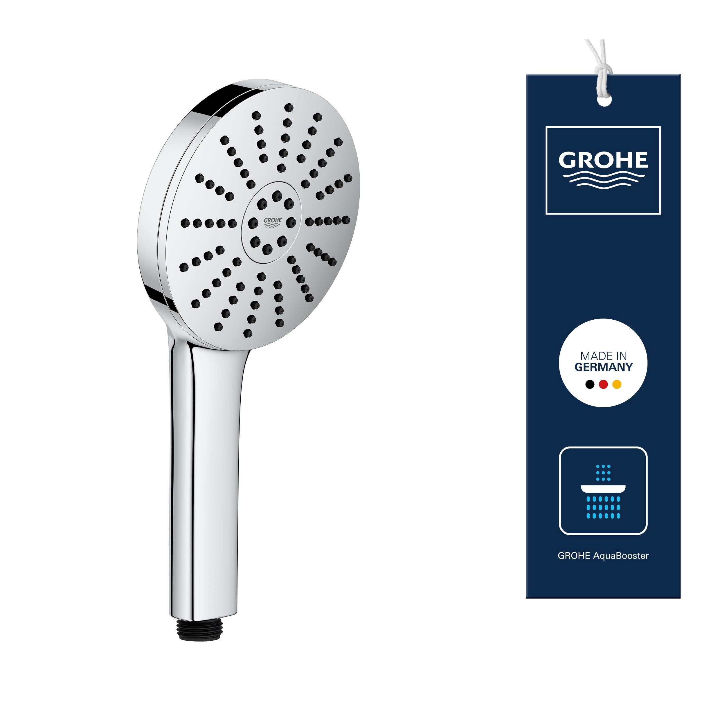Słuchawka prysznicowa GROHE Vitalio Joy+ 120, 3 strumienie, Przepływ 7,9 l/min, Duża tarcza 12 cm, Chrom, Uniwersalny montaż 1348640000