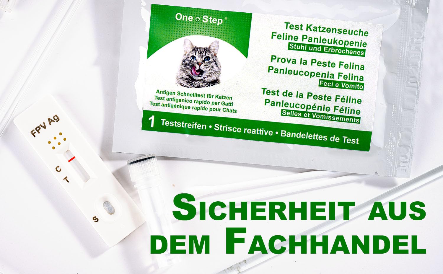 One Step Panleukopenie-Schnelltest I Test Katzenseuche I FPV - Infektion Test I Test Katzenstaupe I Parvovirus Test I Nachweis felines Antigen (FPV Ag)