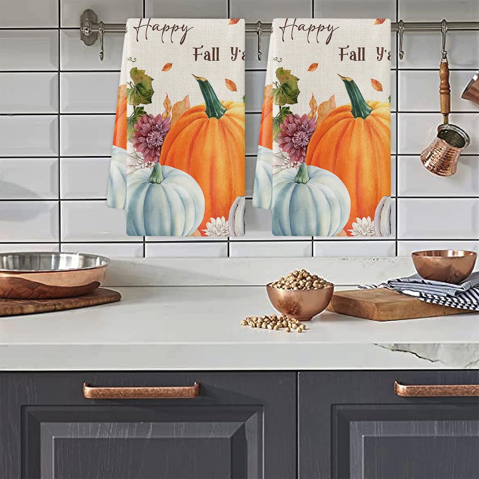 Strofinacci Cucina Arancio Blu Zucca Canovacci Cucina Assorbente Microfibra Morbido e Lavabile Asciugamani Cucina Decorativi per Bagno Ristorante 4 Pezzi (40x60 cm)