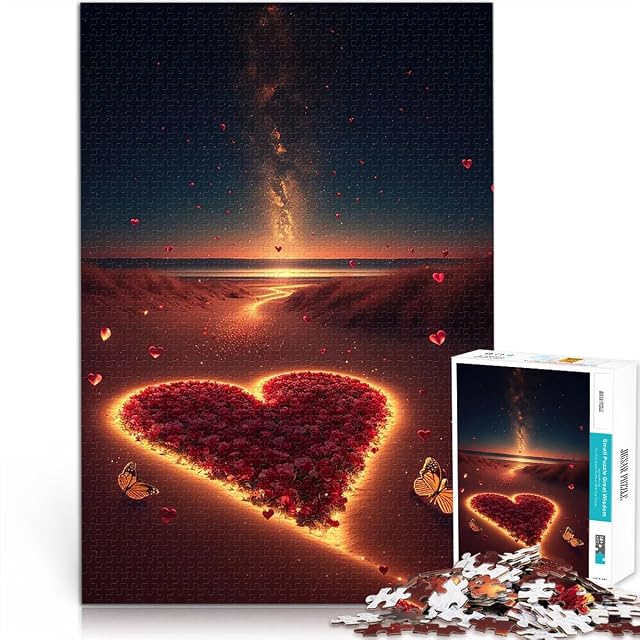 Rompecabezas para Adolescentes de 1000 Piezas Corazón en la Playa Juegos Divertidos para la Familia…