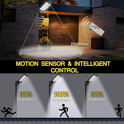 Miniatura 5 de Luces solares para exteriores, luces LED de 500 W con sensor de movimiento, con control remoto, luces de pared de seguridad solar IP66 Waterpro