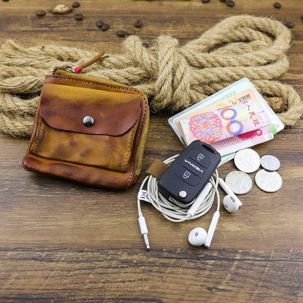 1 Pcs Leather Zipper Coin Purse Wallet With Card Slots, Snap Coin Organizer, Change Holder,Card Case, Leather Zipper Storage Bag for Men & Women - Image 4