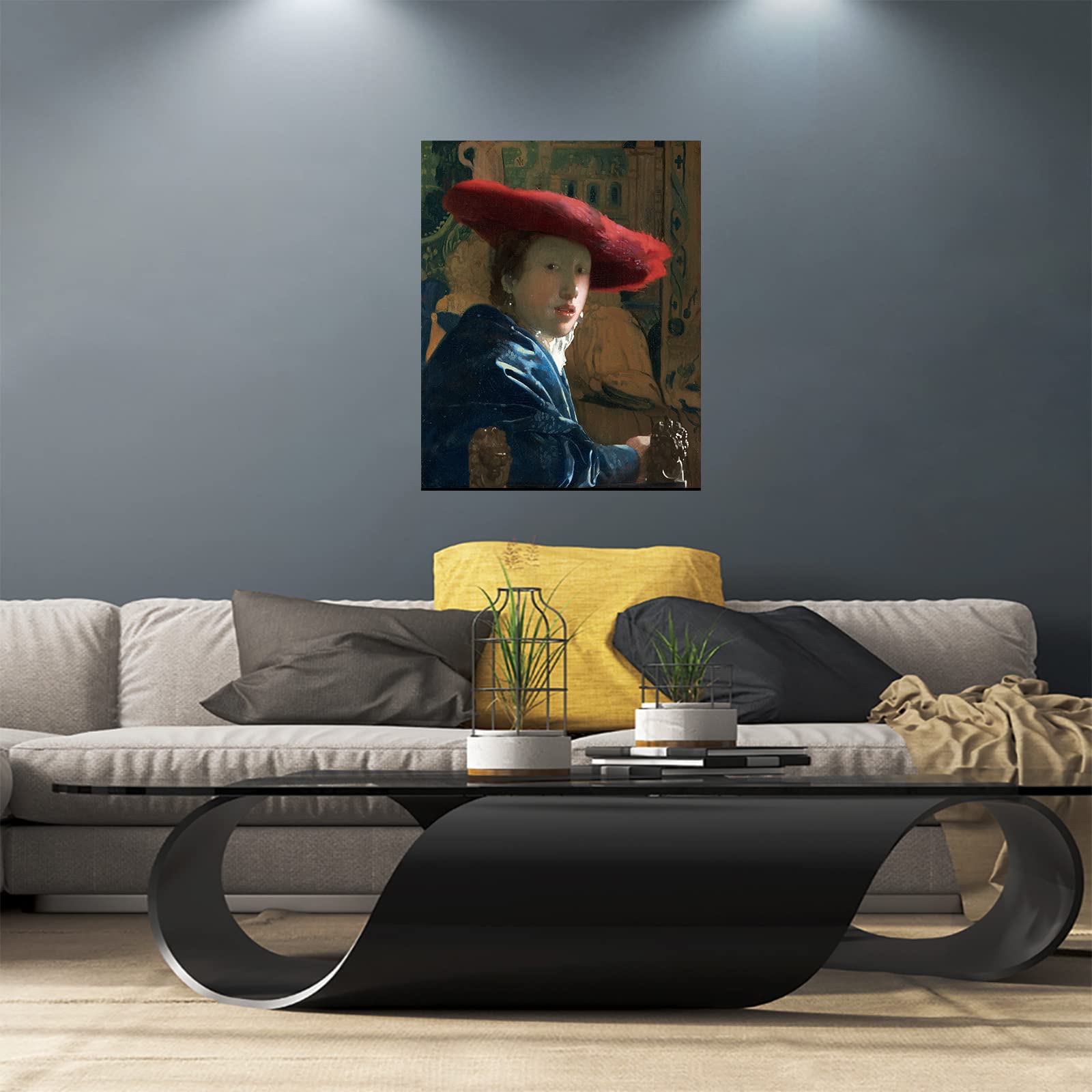 Amazon.co.jp: ヨハネス・フェルメール ウォールアート - 赤い帽子を