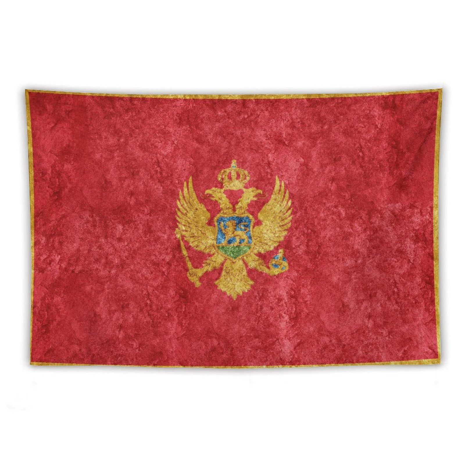 XingFox Montenegro Flag Textured Tapestry Wall Hanging National Flag Tapestry for Room Bedroom Dorm Aesthetic Decorations, 60"x90"