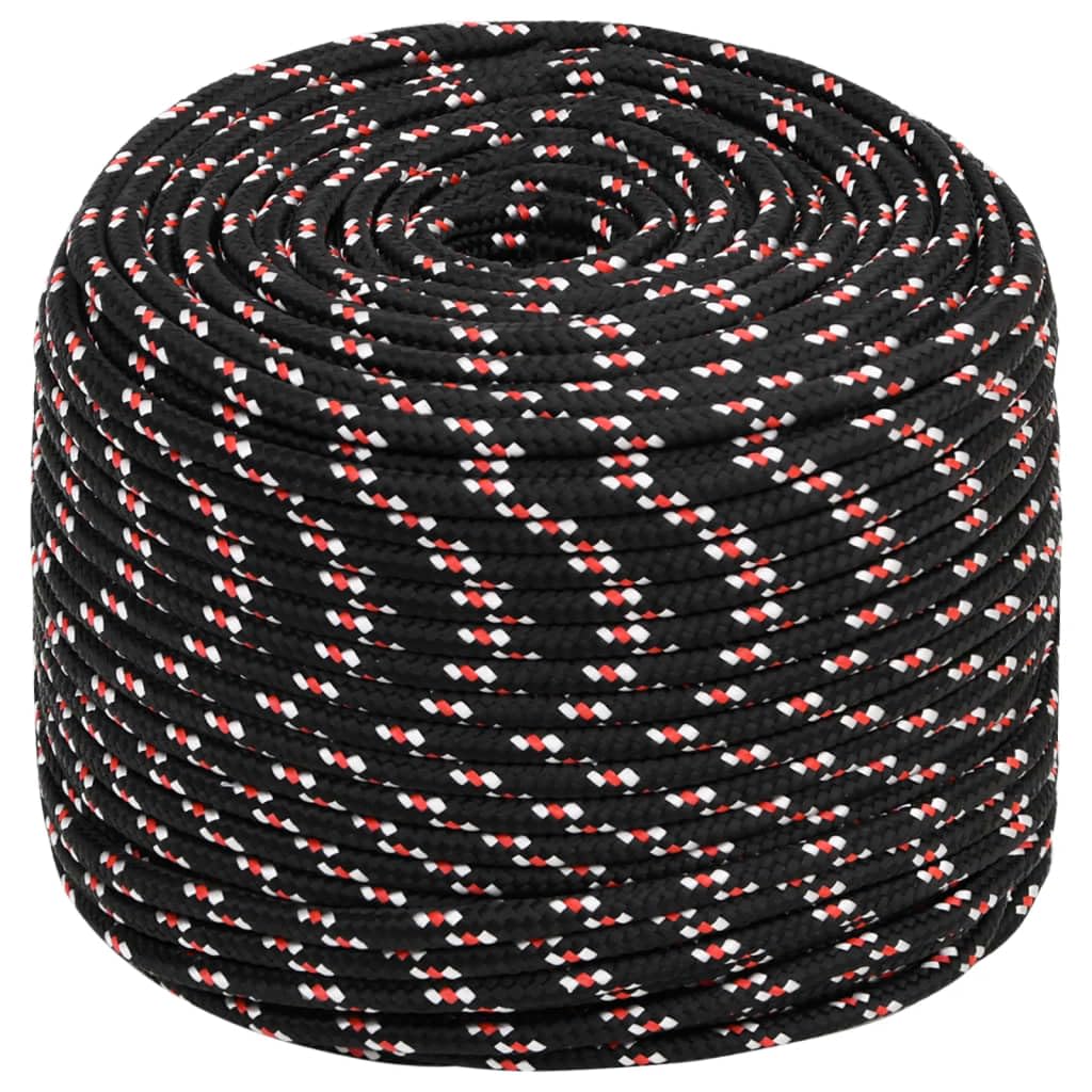 vidaXL 6 mm Polypropylene Boat Rope - Versatile and Durable - 25 m Long - Black - Suitable for Sailing, Boating, Yachting and More - Weather, Abrasion and Chemical Resistant — image 1