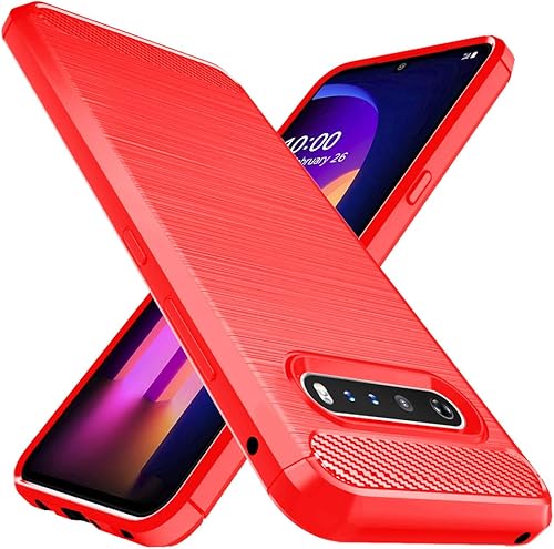Osophter Funda para LG V60 ThinQ, LG V60 Funda de absorción de golpes Flexible TPU Caucho Protector de Cuerpo Completo para LG V60 ThinQ (Rojo)