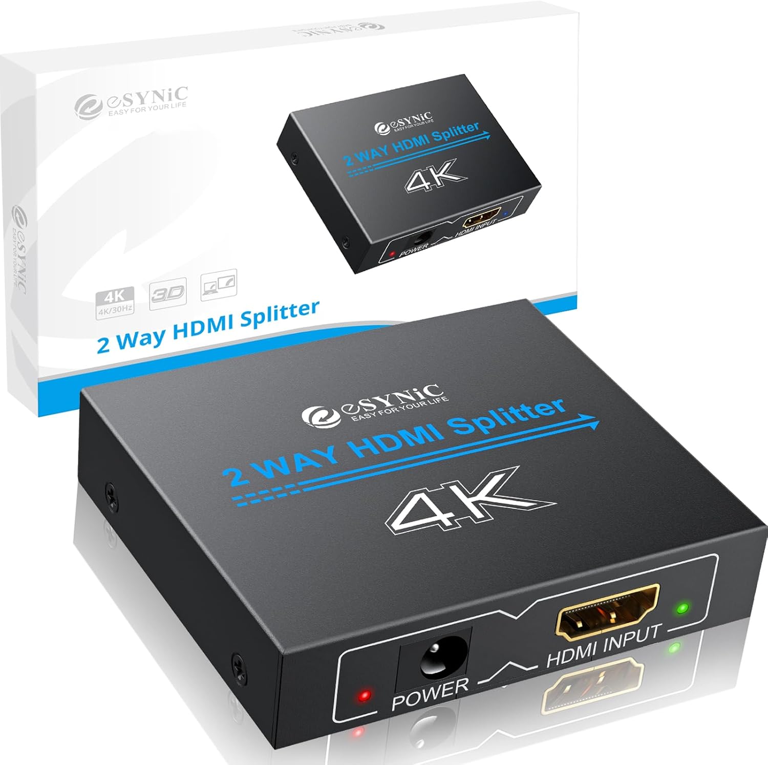 eSynic 4K/30HZ HDMI Splitter 2 Way HDMI Splitter 1 in 2 out HDMI