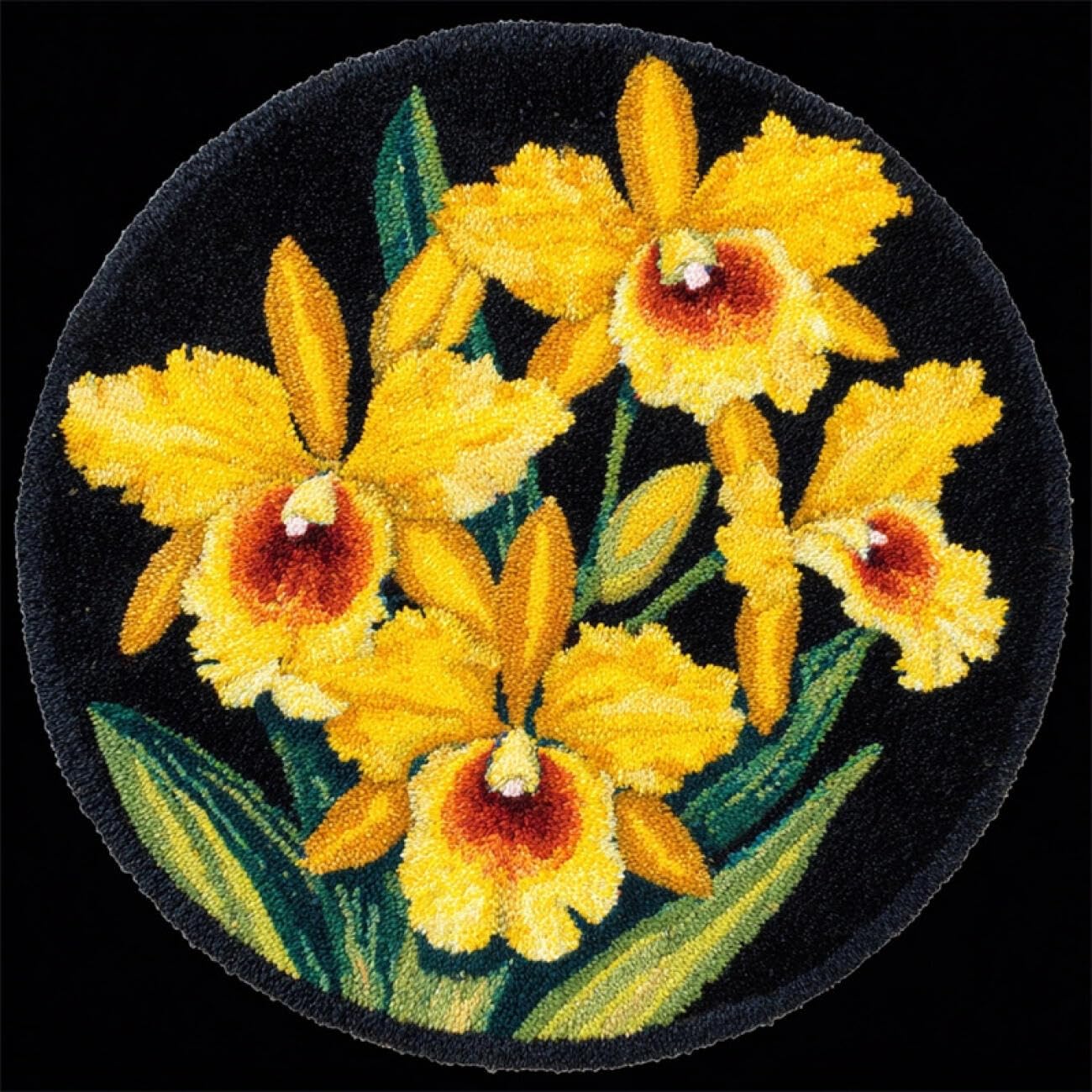 Kitquiver Rug Making Kit for Adults Golden Orchid 80x80cm