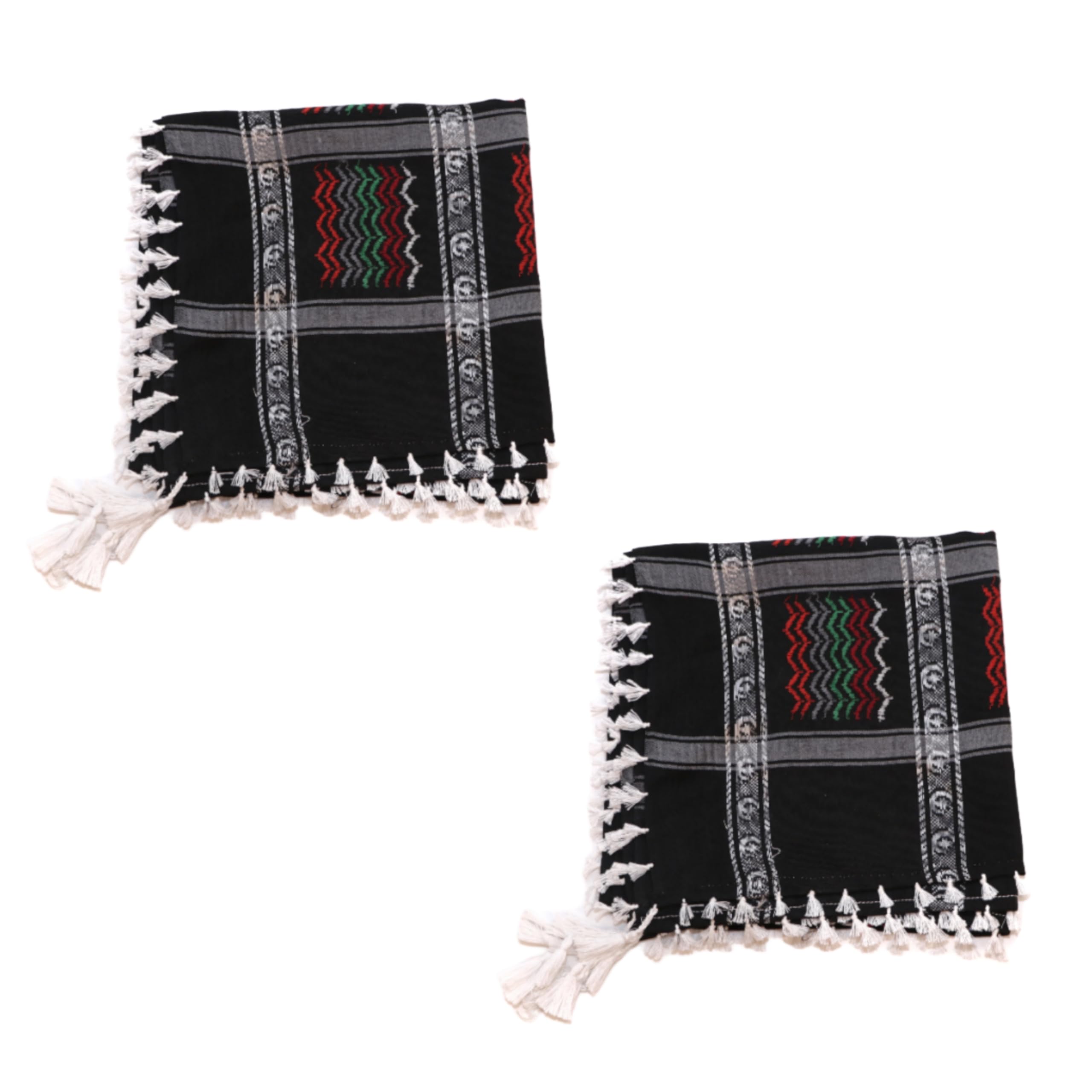Classic Multicolor Almakkah Desert Scarf for Men–Shemagh Arabian Palestine Arafat Keffiyeh Neckerchief Face Scarf, Ghaza Rafah All-Season Multi-Purpose Rumal (46 x 46 Inch)-2 Piece Enterprises