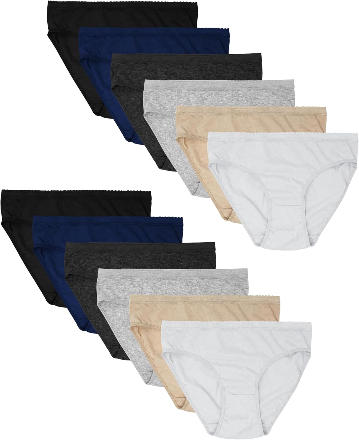 Sexy Basics Womens Hi-Cut Panty Bikini Briefs | 100% Cotton Underwear | Multi Packs & Colors