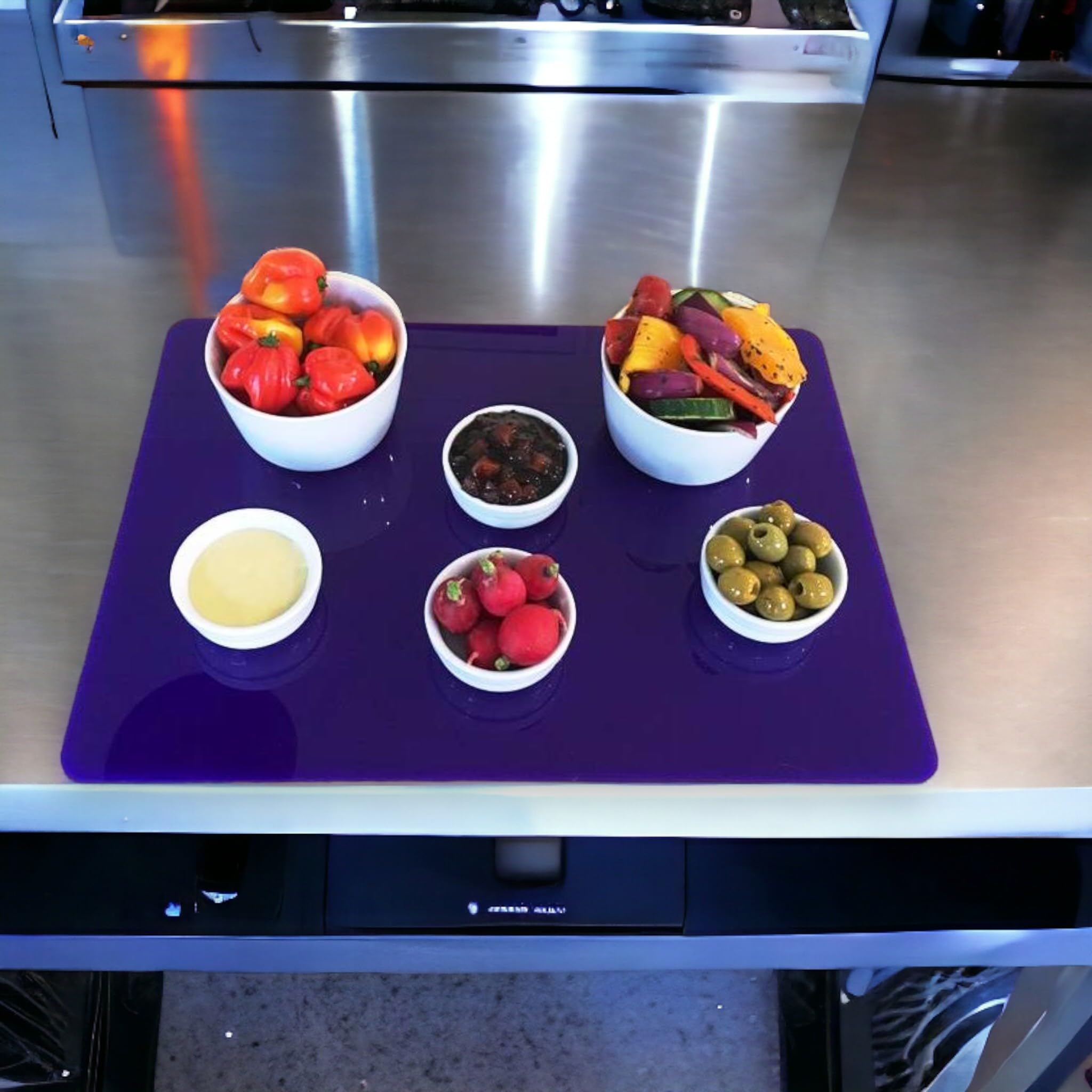 Purple Gloss Acrylic Table Protectors/Serving Mat/Worktop Saver/Chopping Board, Heat Resistant up to 90 Degrees, 38cm x 28cm Rectangle