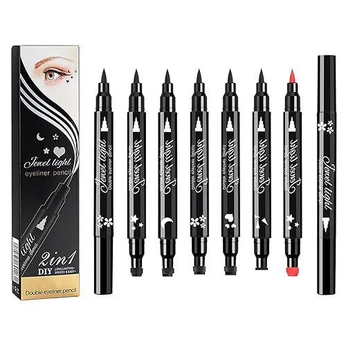 Miniatura 10 de Pinkiou 2 en 1 Lápiz delineador de ojos líquido de doble cabeza Sello de gel súper delgado Punta de fieltro alto pigmento negro impermeable y a