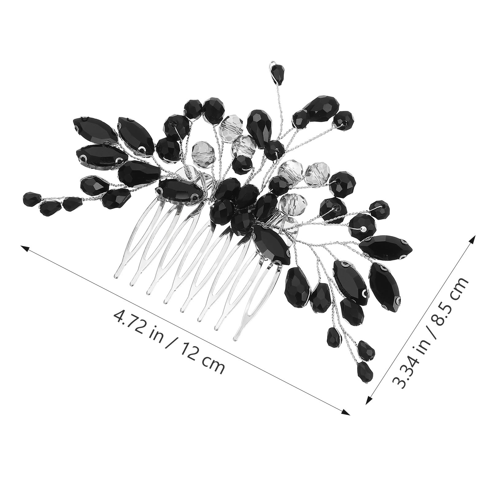 Pettine Laterale da Sposa Nero Cristalli, Elegante per Acconciatura