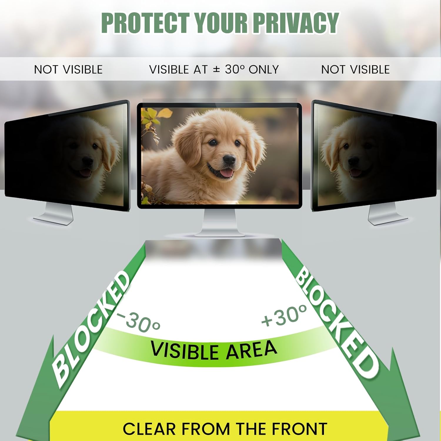 [2 Pack] 24 Inch Hanging Removeable Computer Monitor Privacy Screen Filter for 16:9 Widescreen Monitor - Matte, Anti-Glare, Bluelight Block, 30° Anti-Spy for LG HP AOC Samsung Acer and More with Width*Height: 531mm*299mm