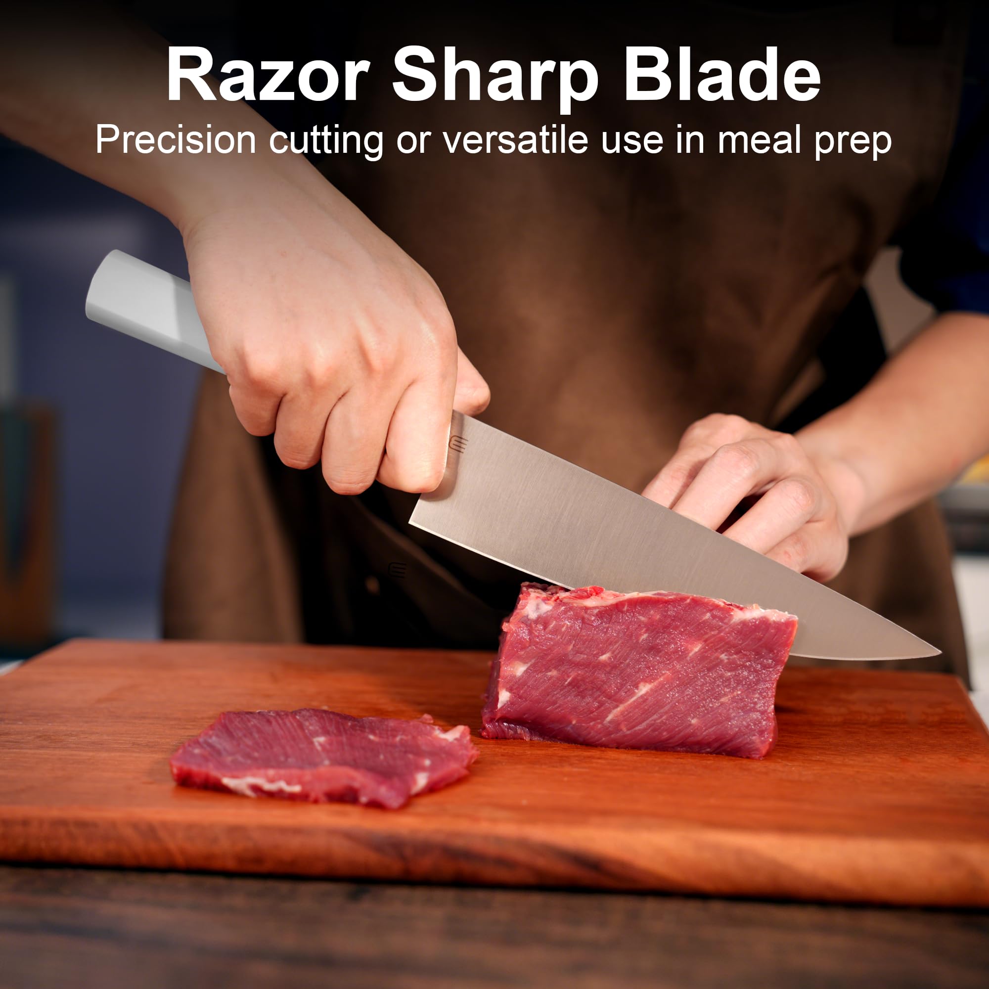 8 Inch Chef Knife, Kitchen Knife with AR-RPM9 Steel & Ergonomic ABS Handle — Amazon image 3