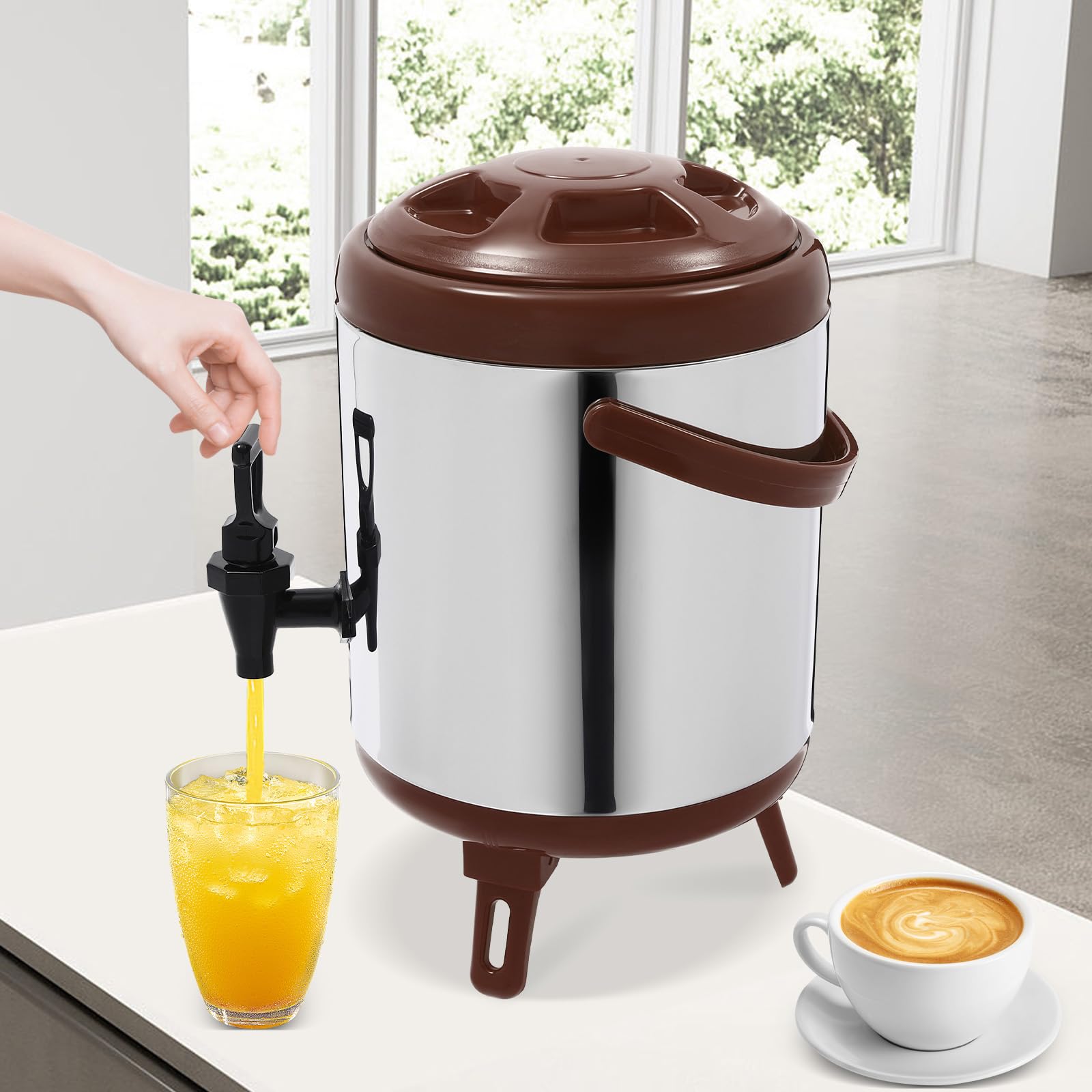 Dispensador de agua caliente, urna de catering de 6 litros, dispensador de bebidas aislado de acero inoxidable, cubo térmico para agua caliente y bebidas